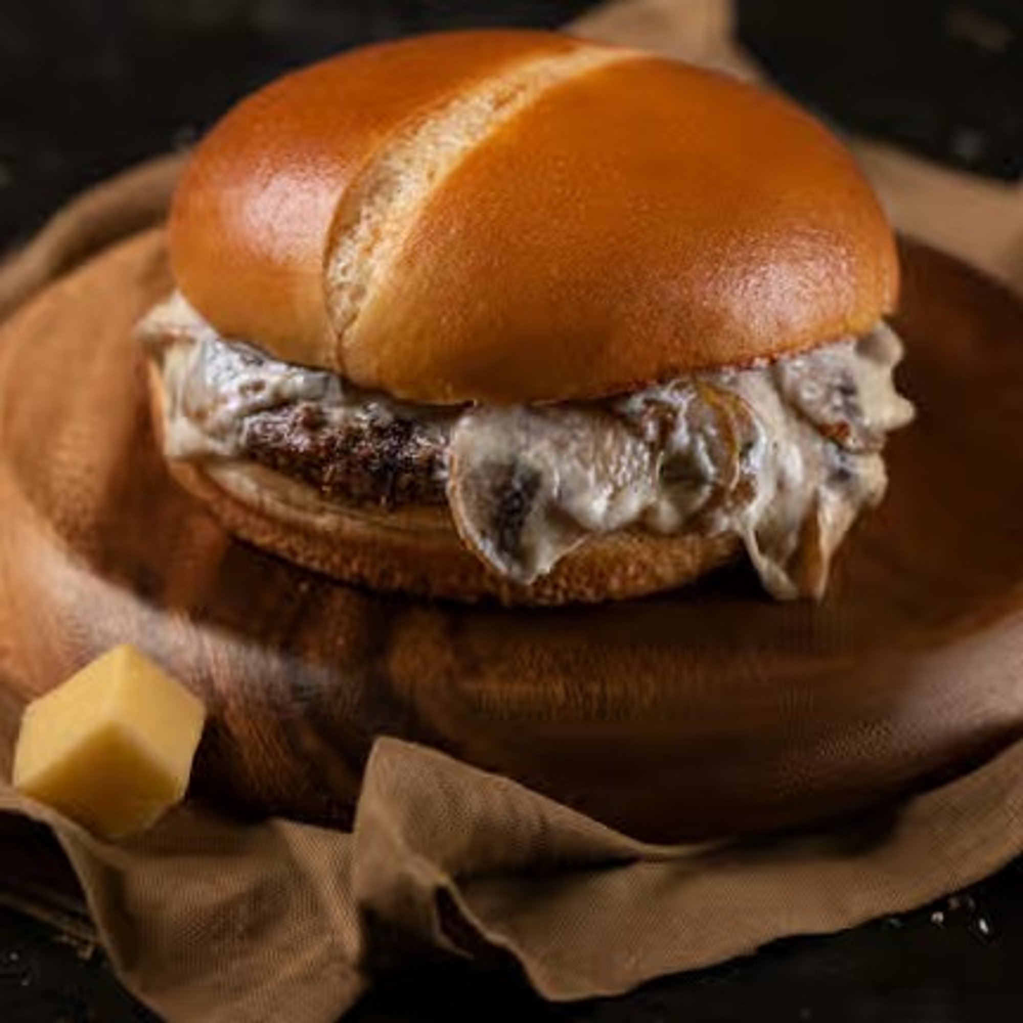 Mushroom Swiss Smash Burger