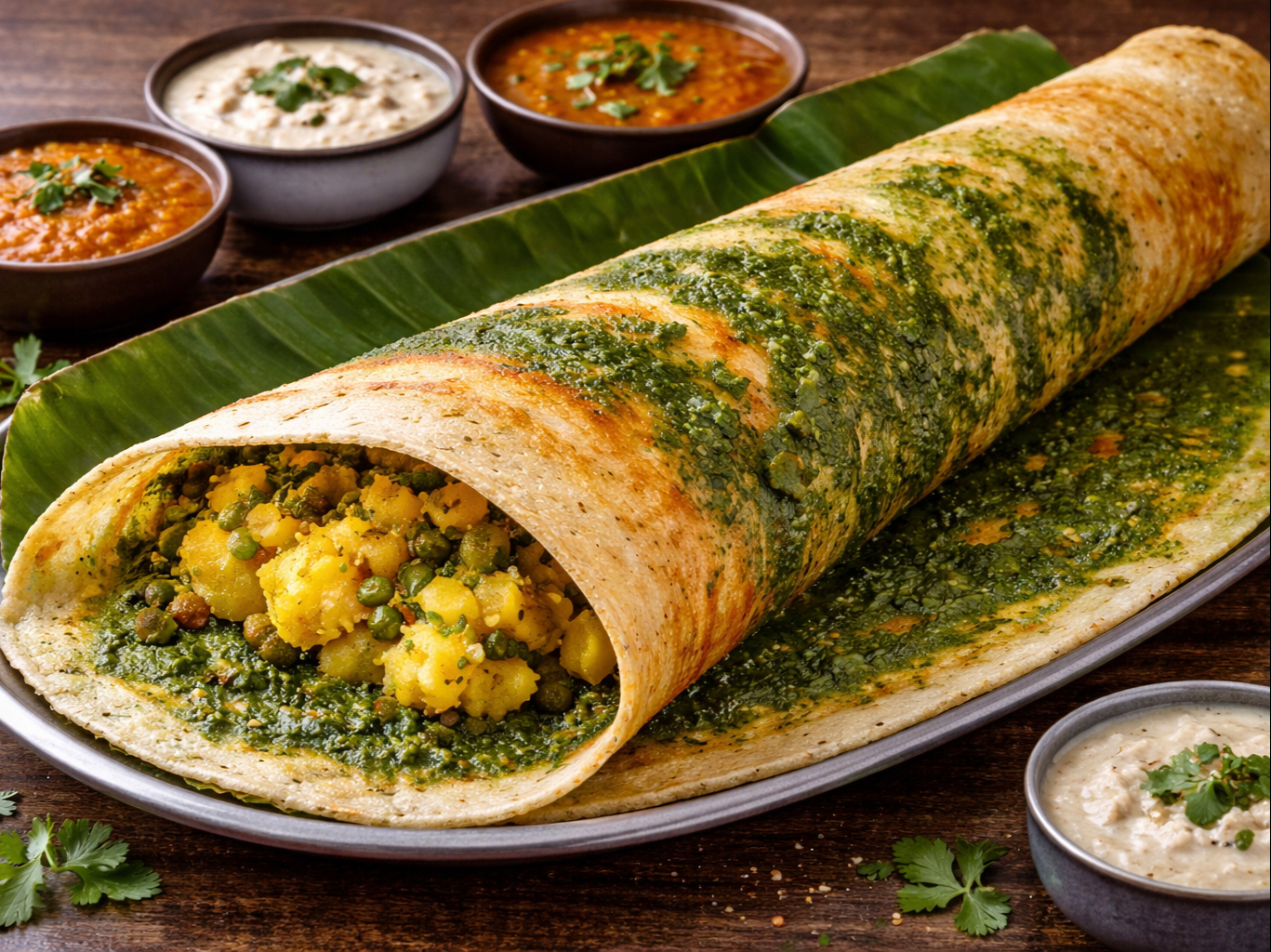 Spinach Masala Dosa
