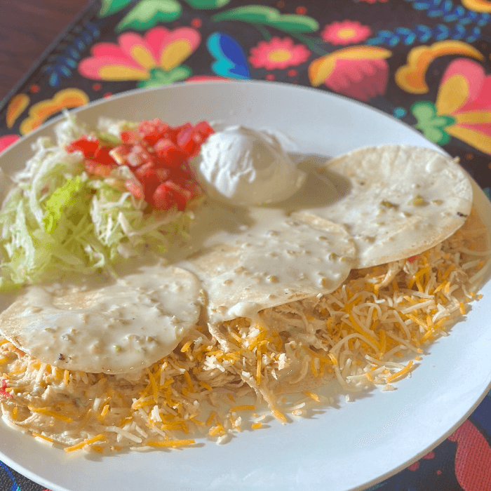Open face enchiladas