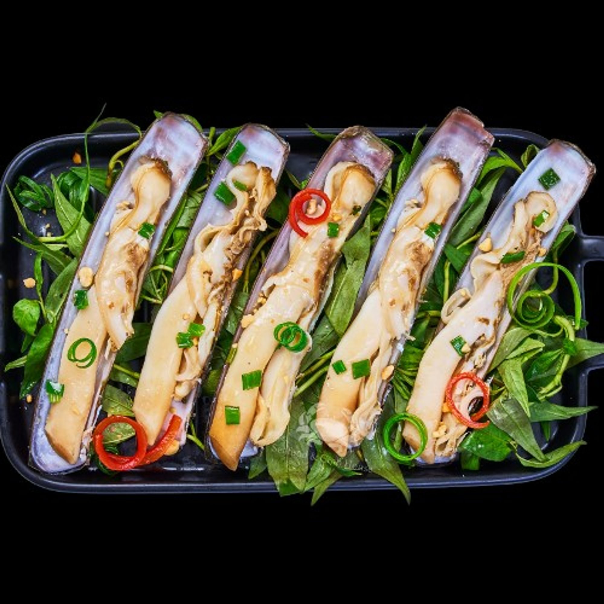 Grilled Scallion Razor Clams