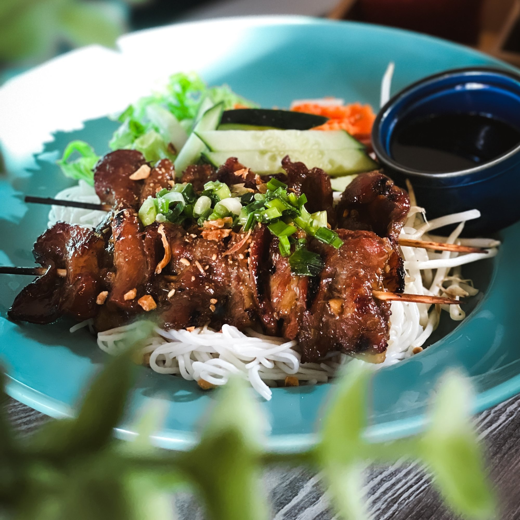 Pork Skewers Noodle Salad