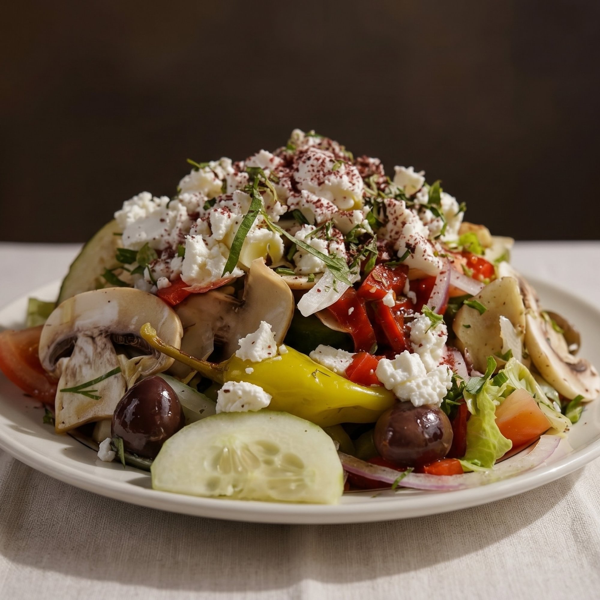 Garden feta with grilled shrimp salad