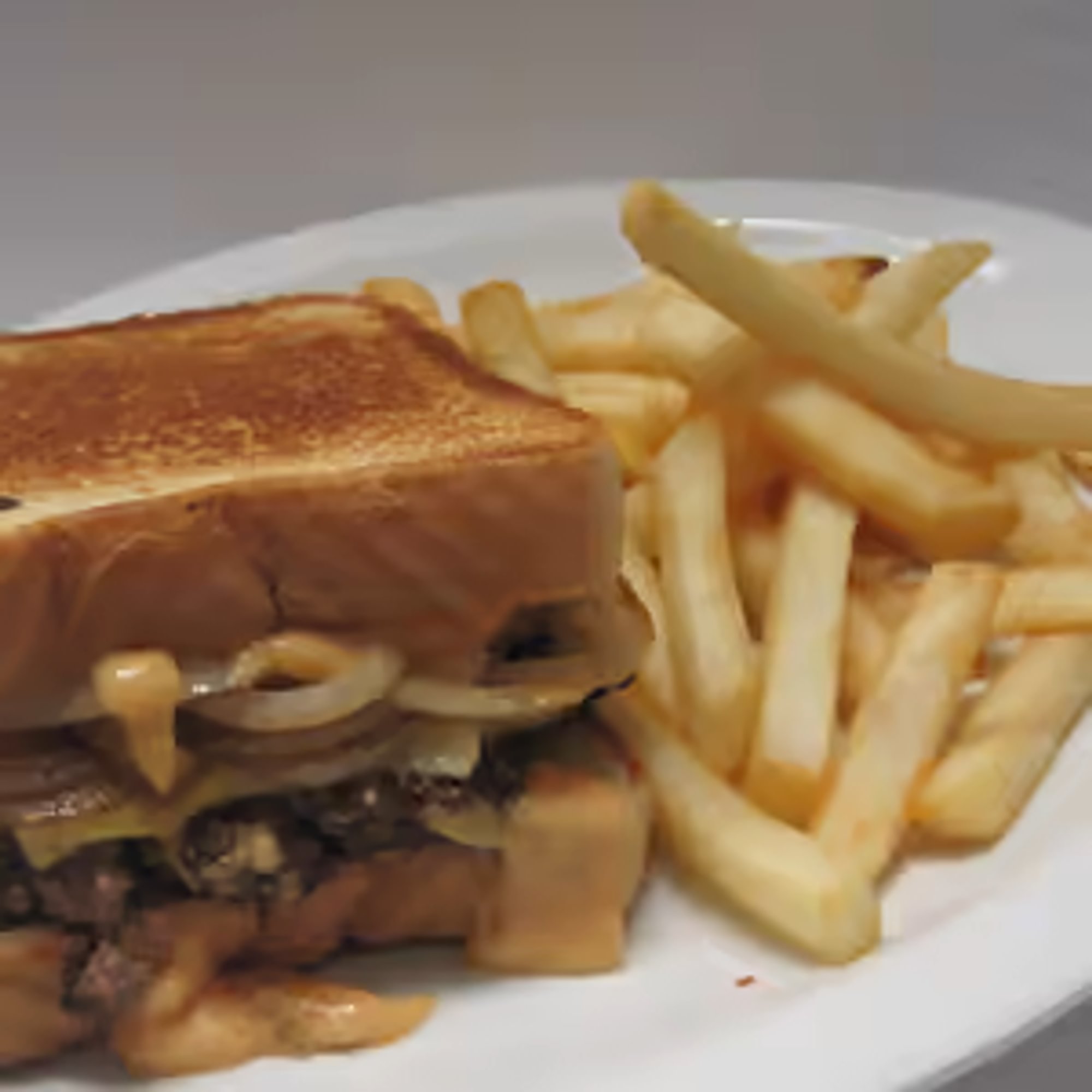 Patty Melt Burger with fries