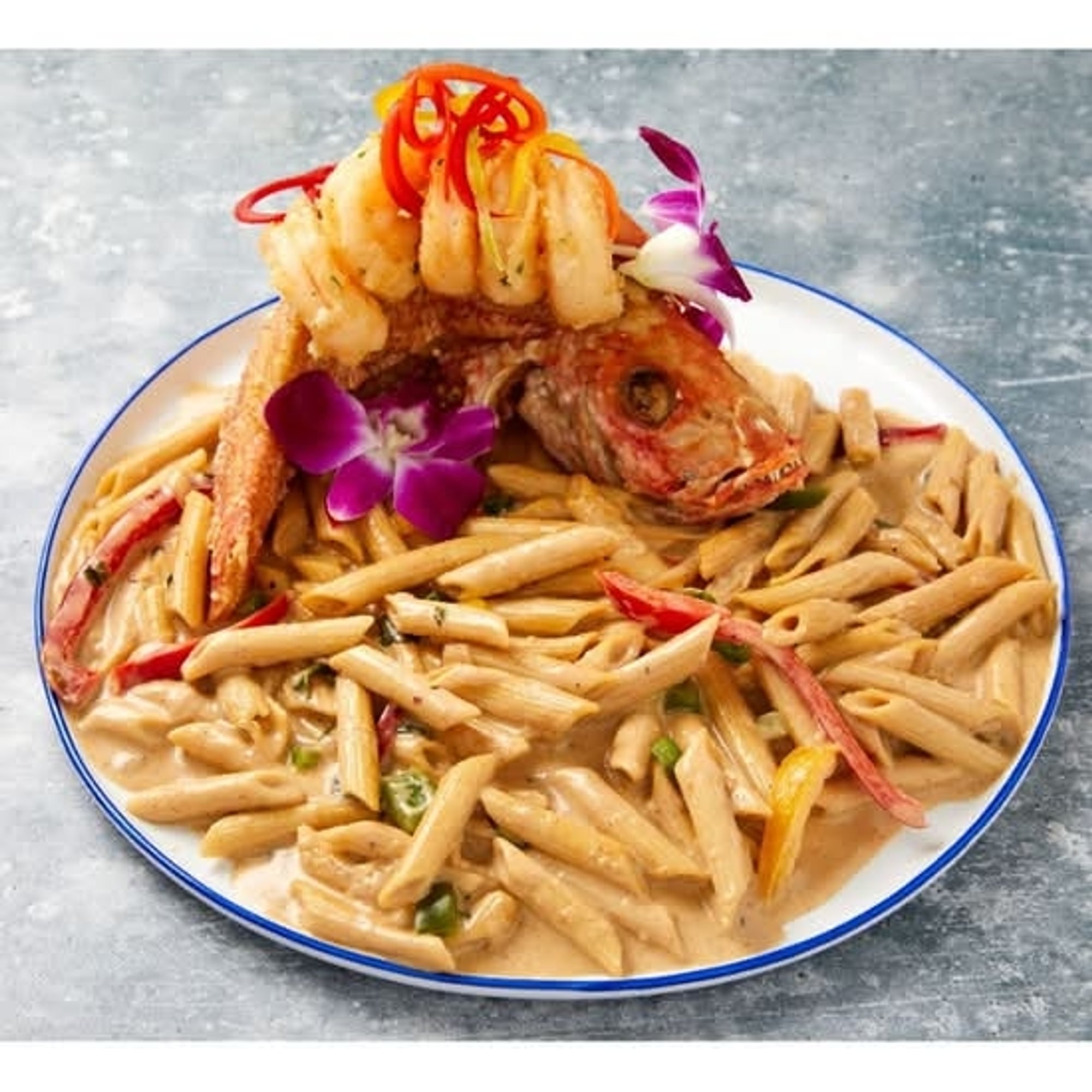 Rasta Pasta with Snapper