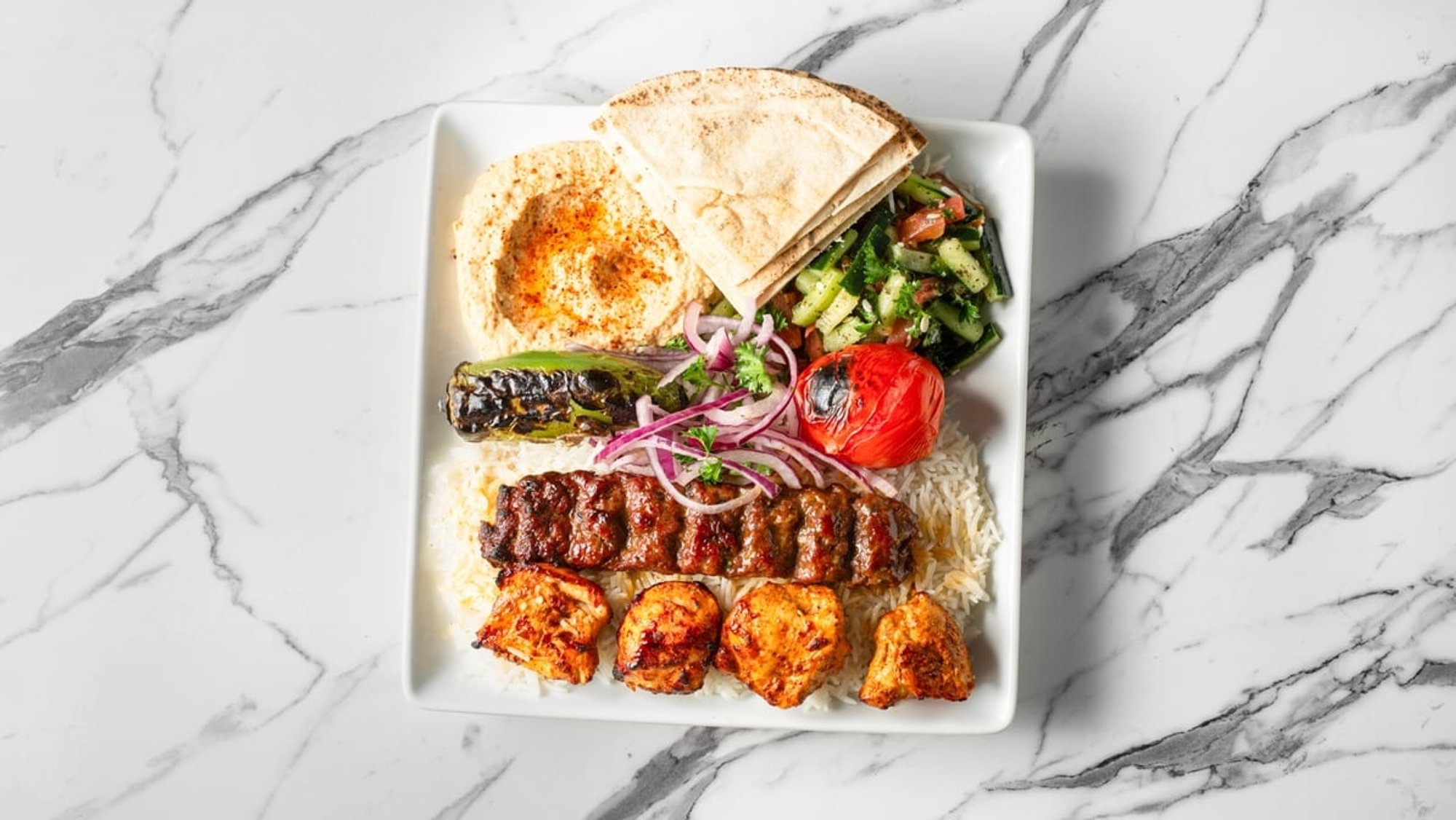 13. Chicken & Beef Lule (2 Skewers) Plate