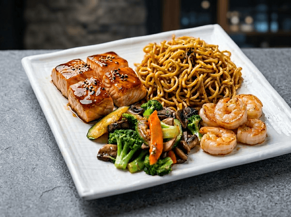 Salmon & Shrimp Hibachi Combo