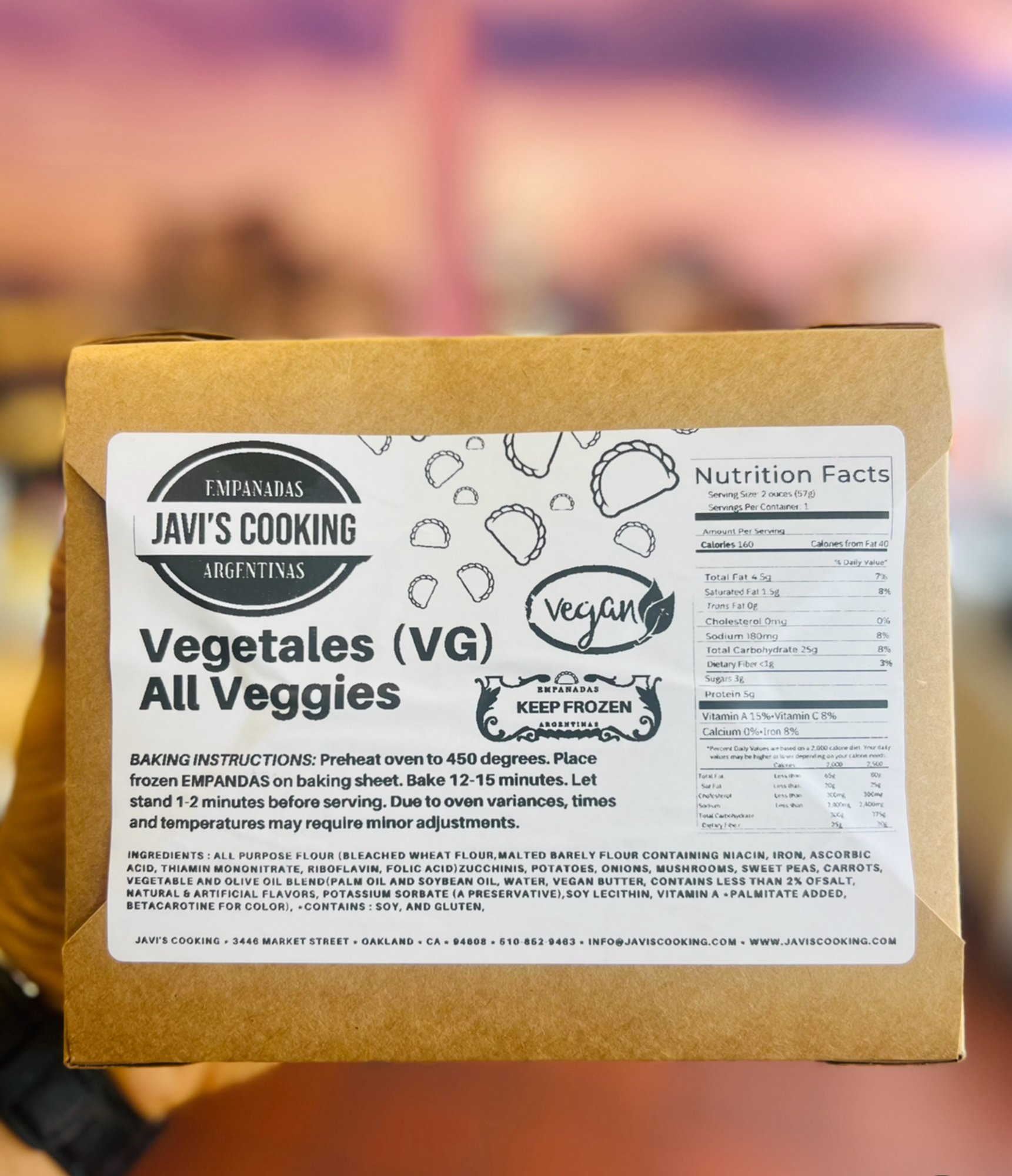 VEGETALES-VG (4pack) "VEGAN" Frozen empanadas