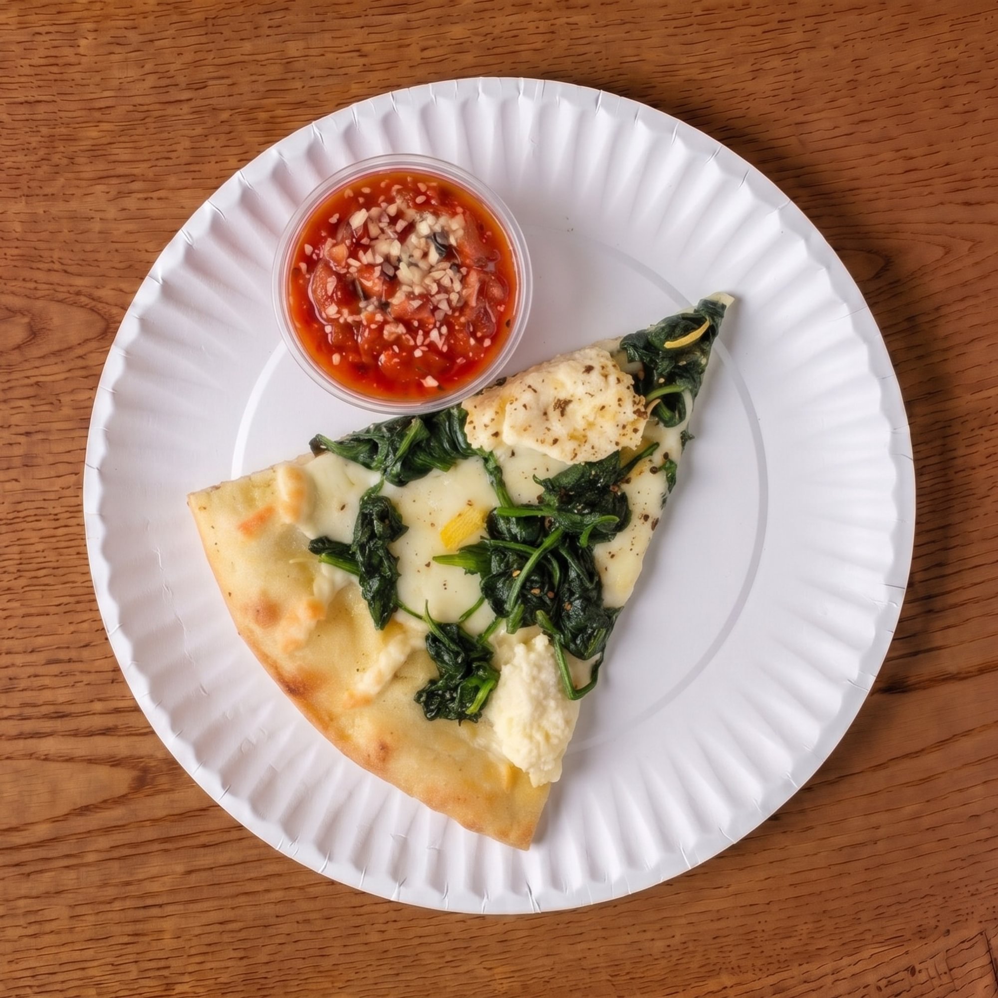 White with Spinach Pizza Slice
