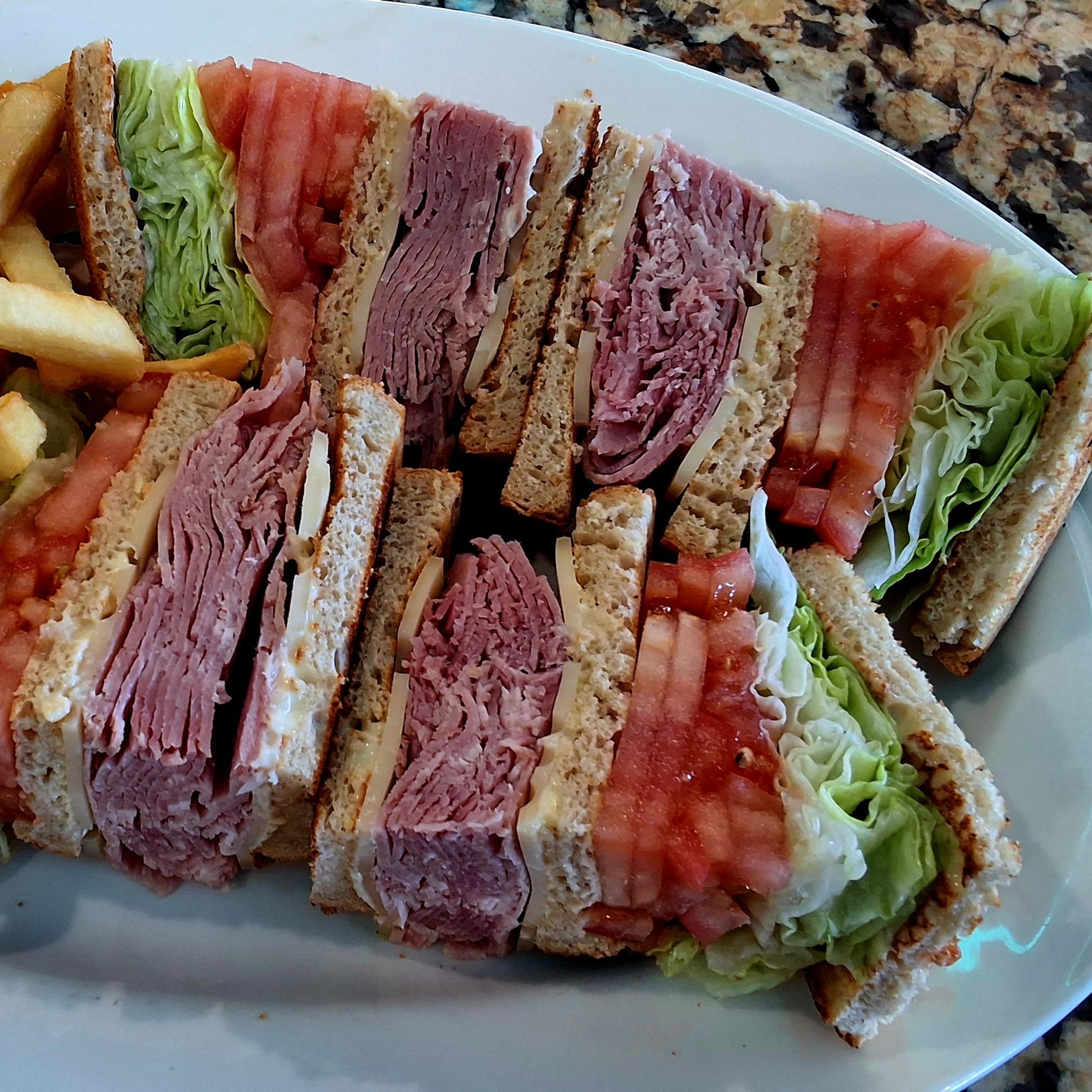Virginia Ham and Swiss Club Sandwich