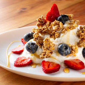 GRANOLA, FRUIT & YOGURT WITH HONEY