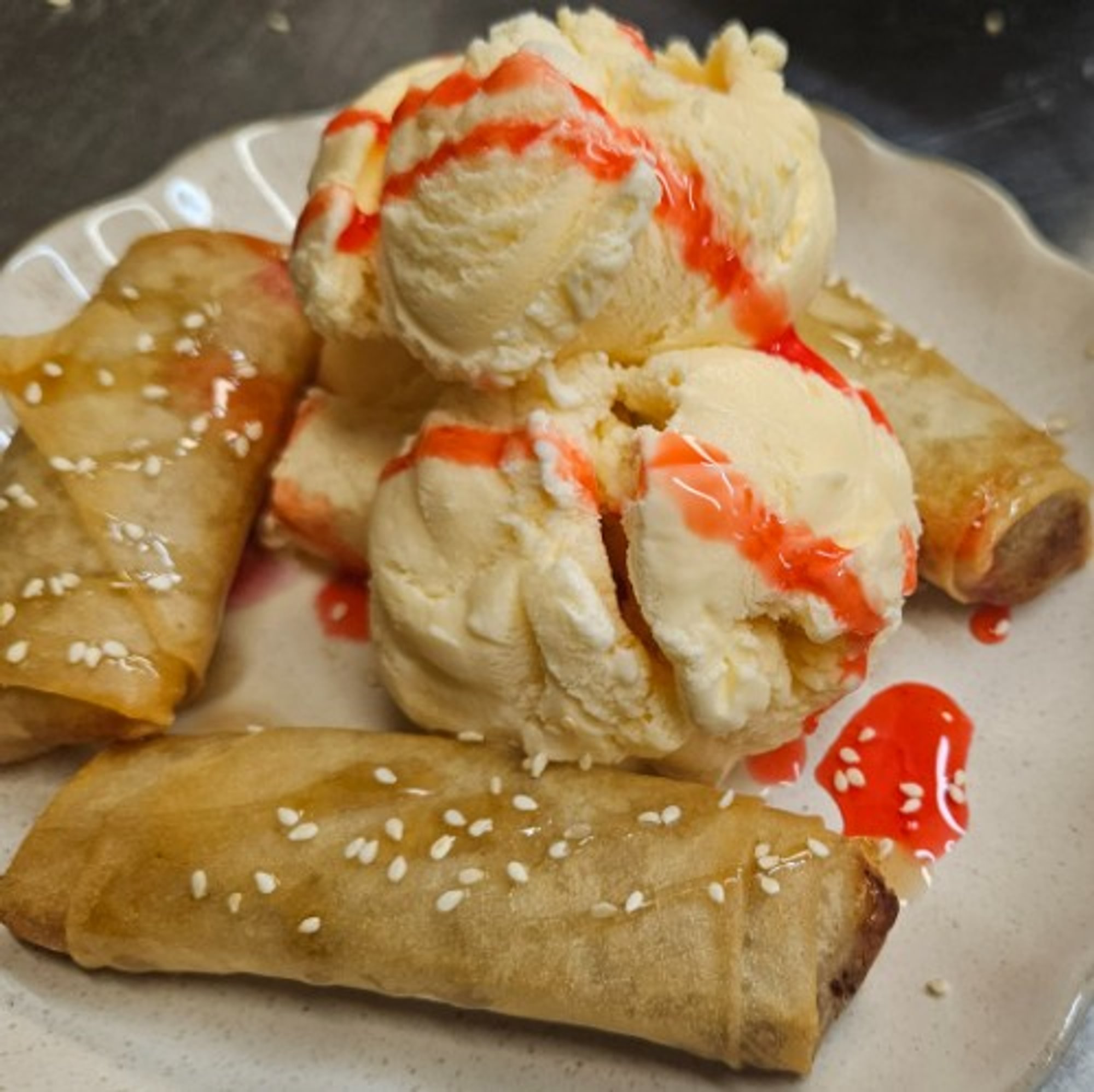 Fried Bananas with Vanilla Ice Cream