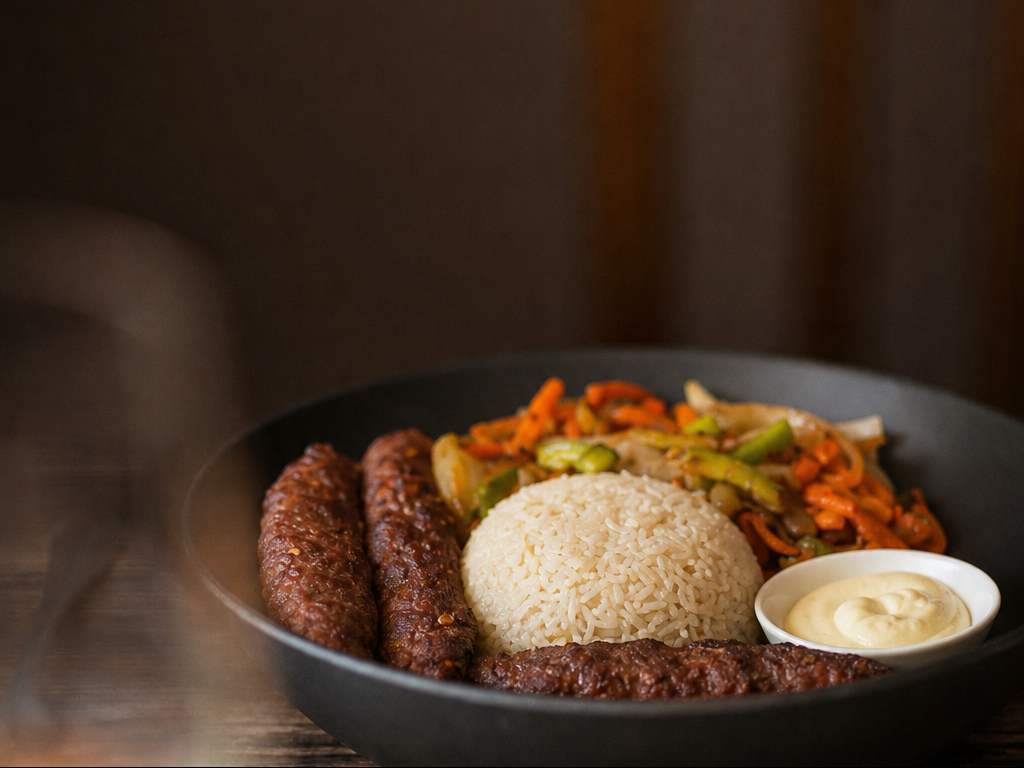 Lamb Seekh Kabab With Basmati Rice