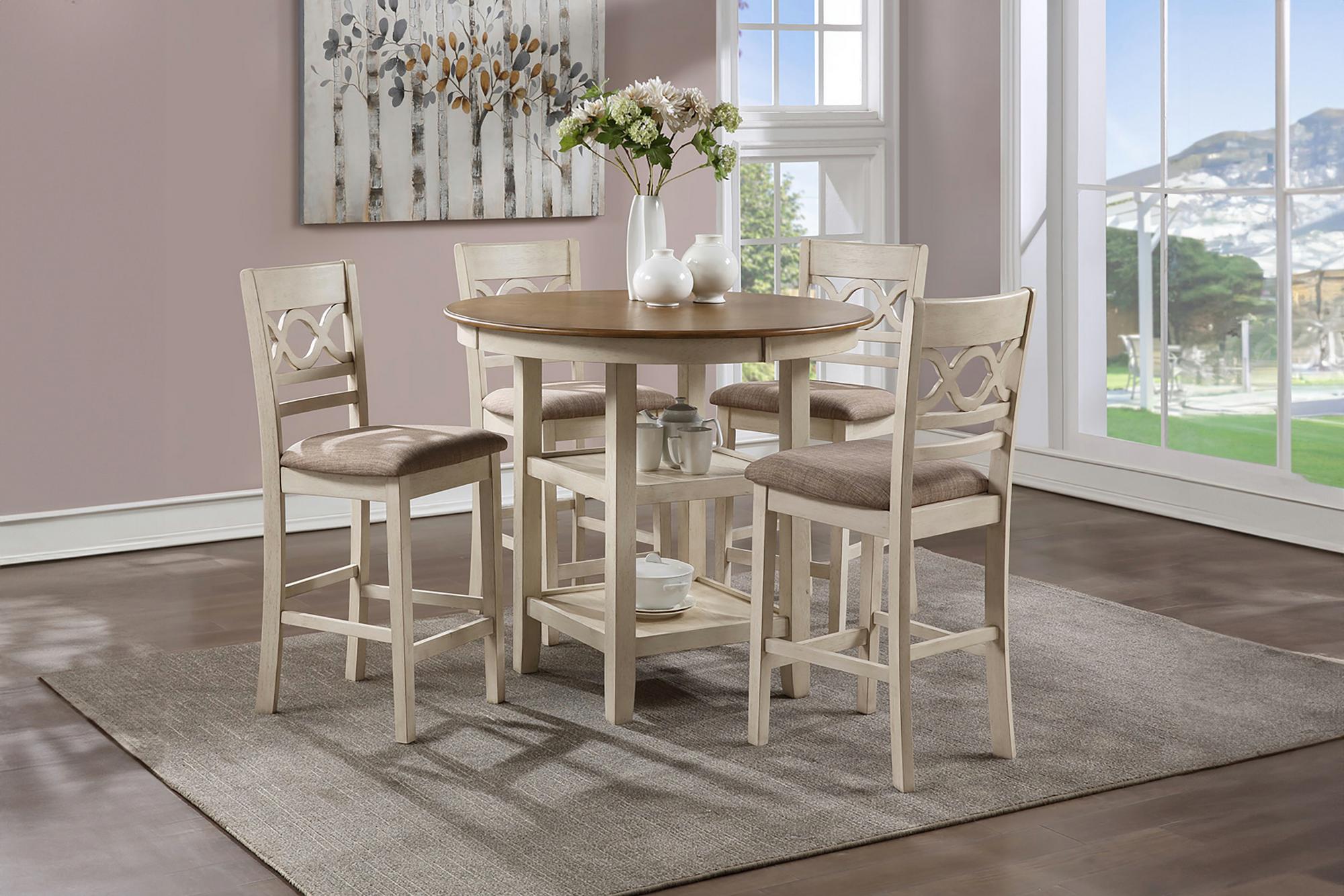Cori 5-Piece Counter Height Dining Set w/ Table & 4 Chairs - Bisque