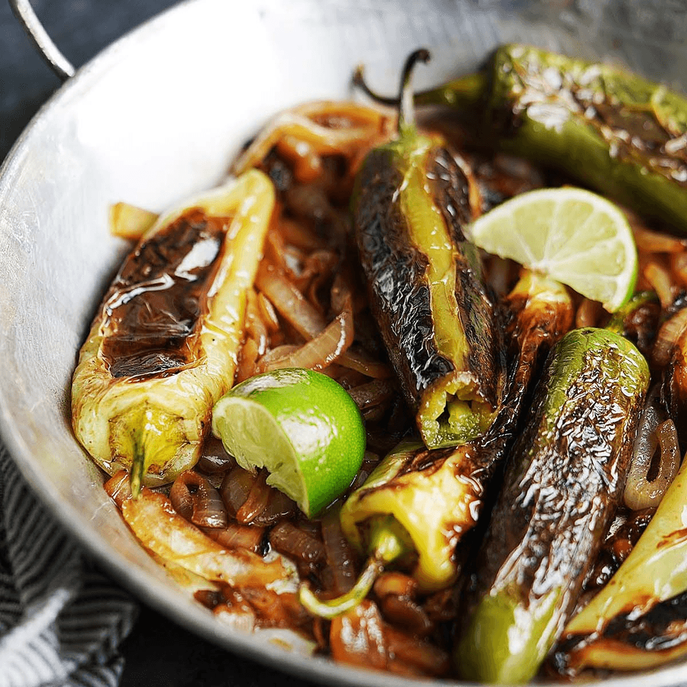 Chiles Toreados Grilled Fresh Jalapeños and Onion