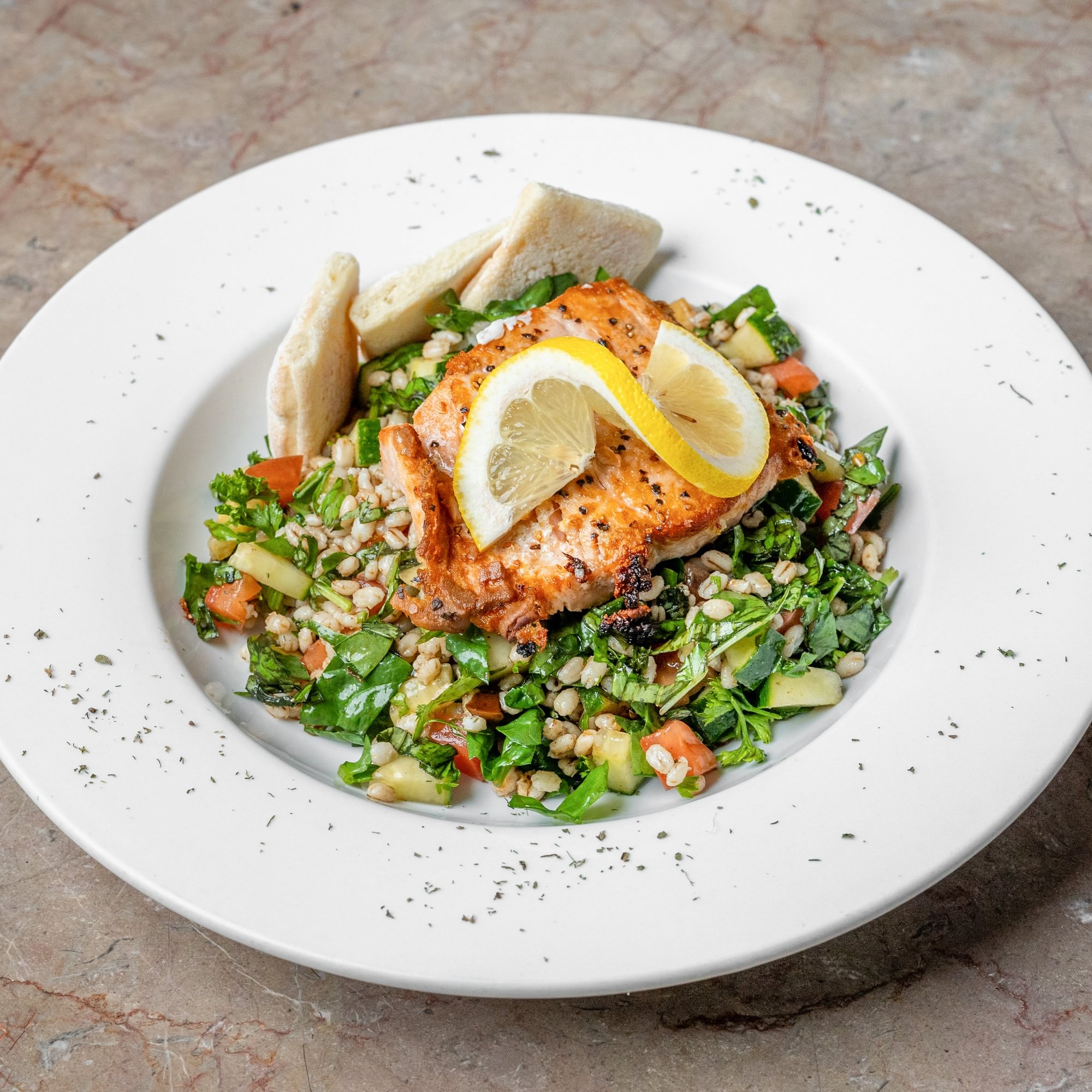 Seared Salmon Barley