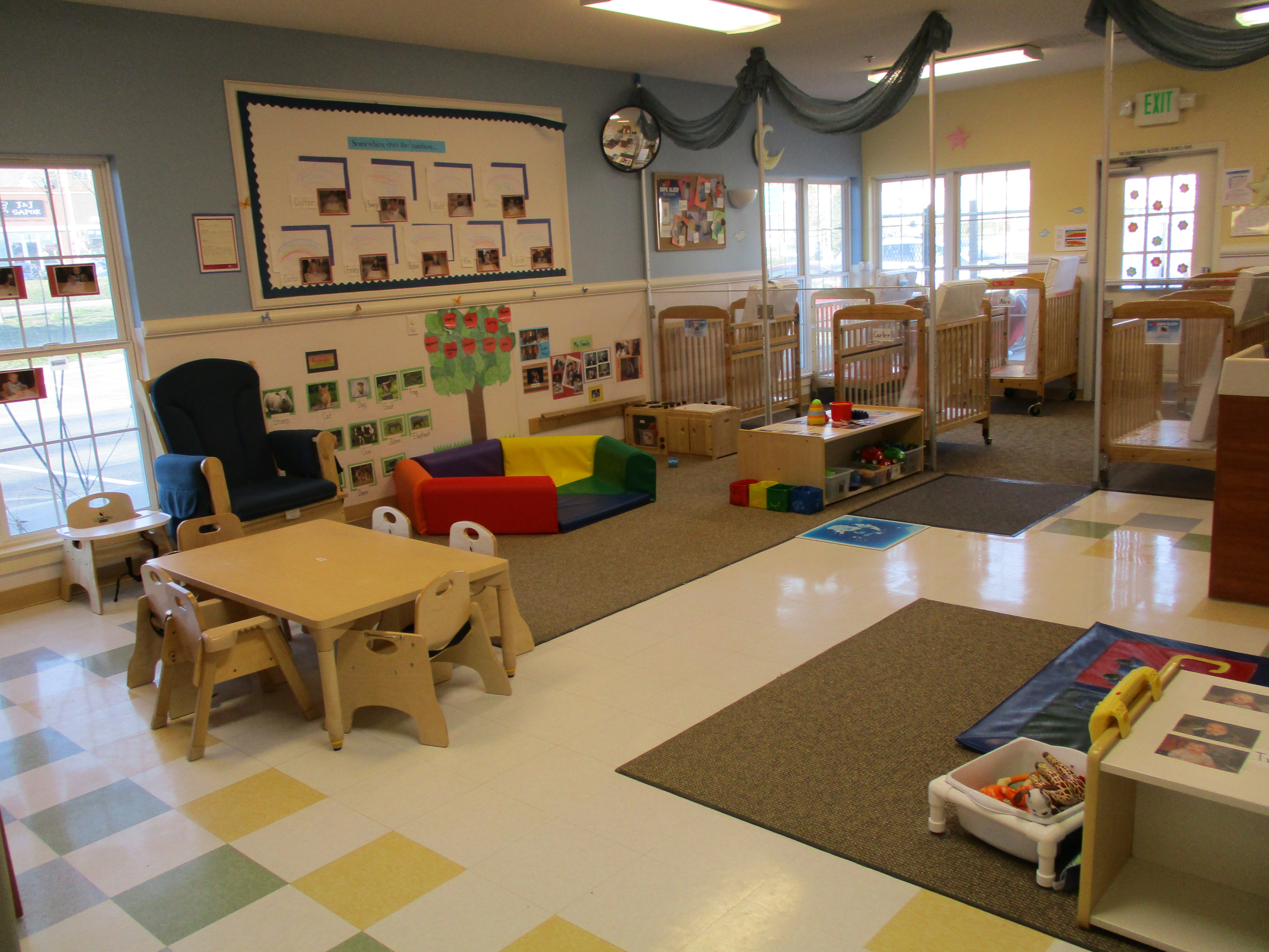 Our older infant room provides lots room to explore and grow