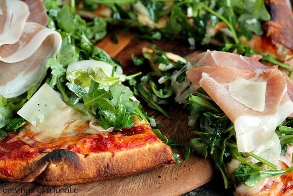 Prosciutto & Arugula, Sausage & Onions Pizza