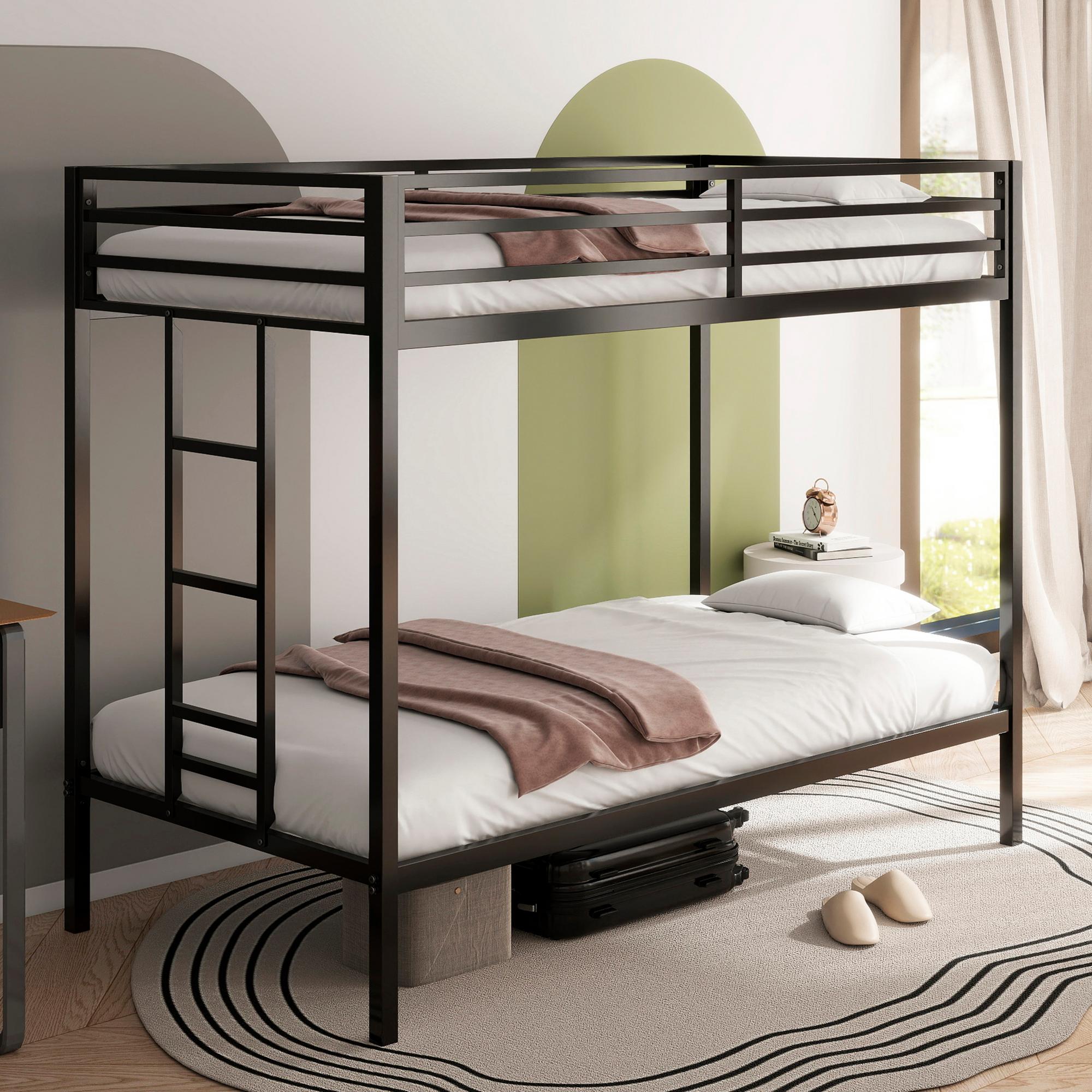 Twin/Twin Leo Sturdy Metal Bunk Bed - Black