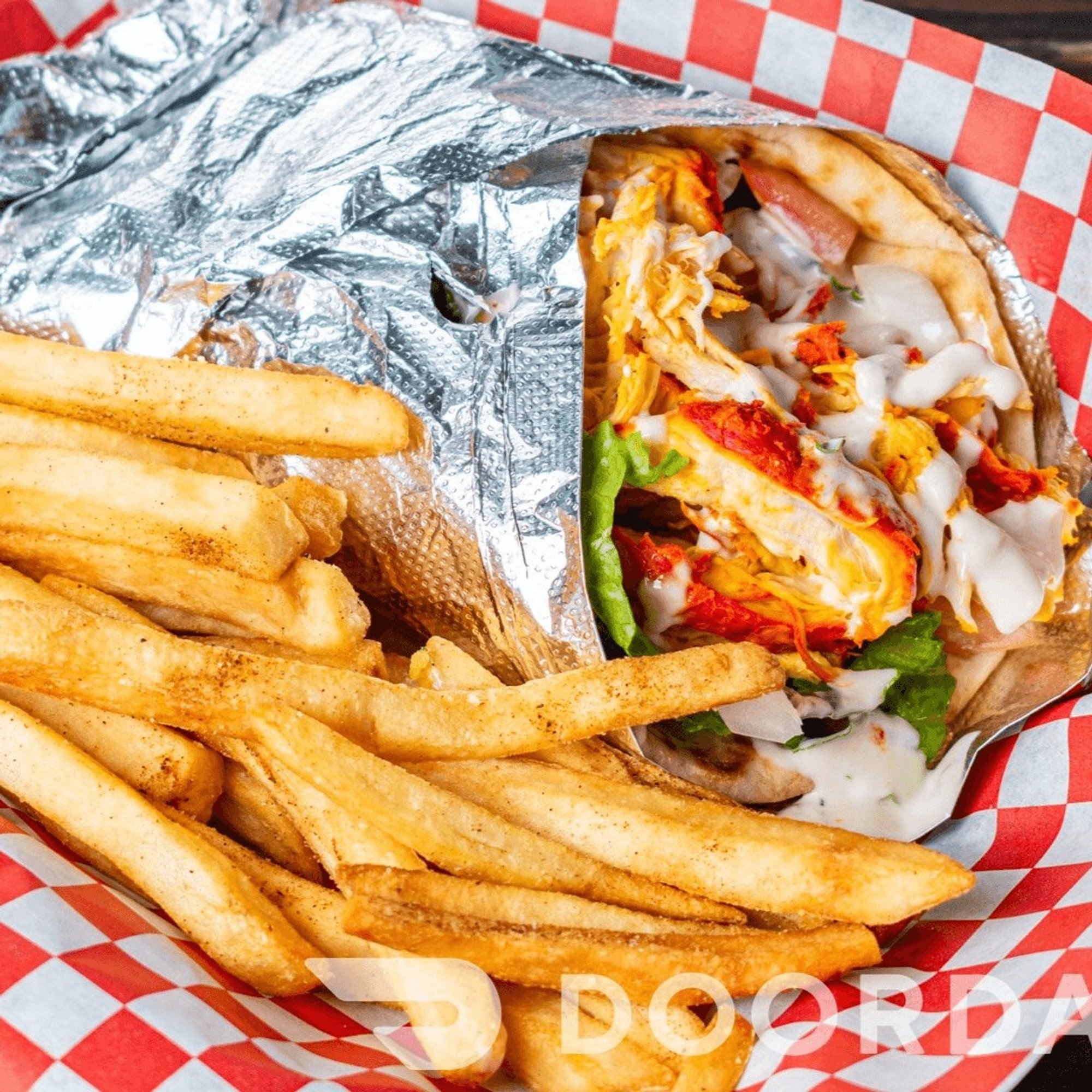 Chicken Pita Wrap with Fries