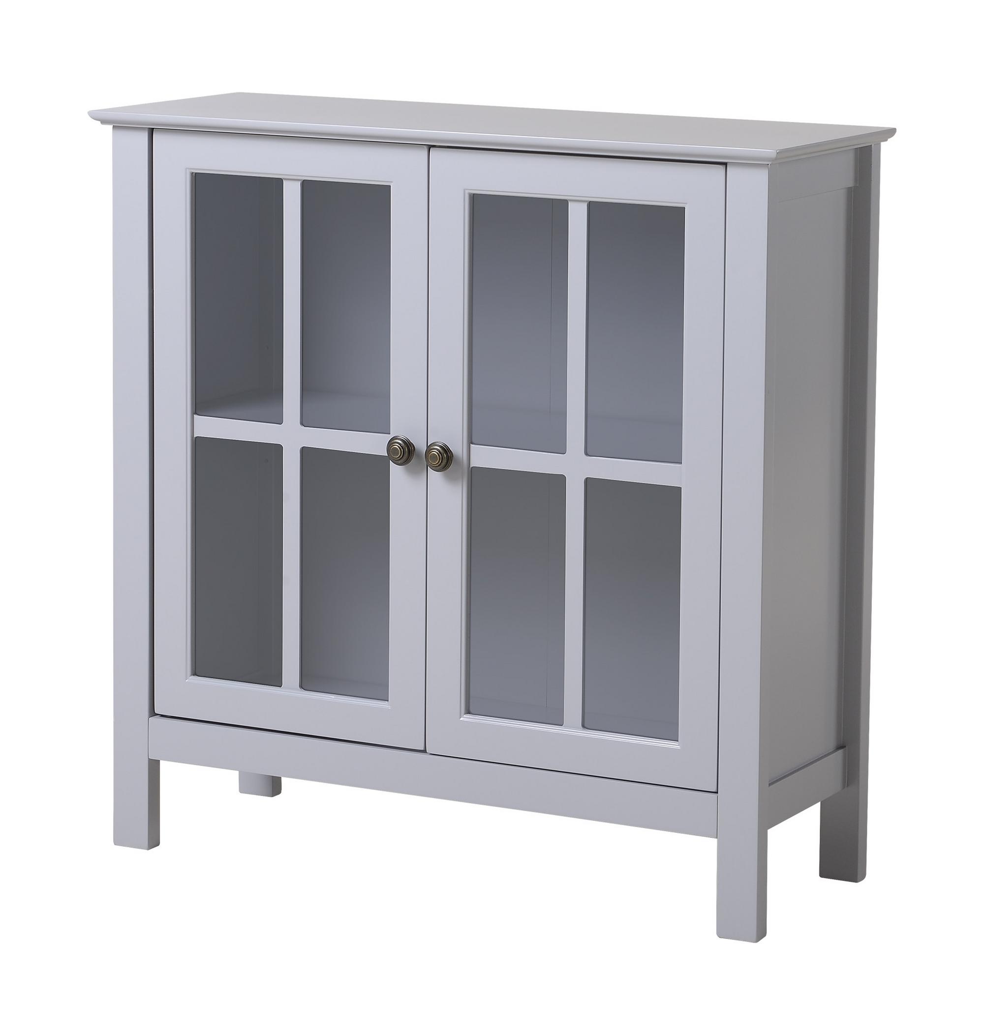 Gray Cabinet with Glass Doors