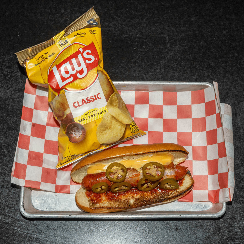 Bacon Wrapped Street Dog Sandwich