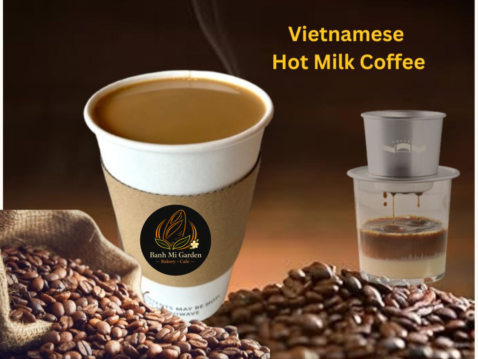 Hot Vietnamese Milk Coffee 16oz - Cà Phê Sữa Nóng *Contains Caffeine*