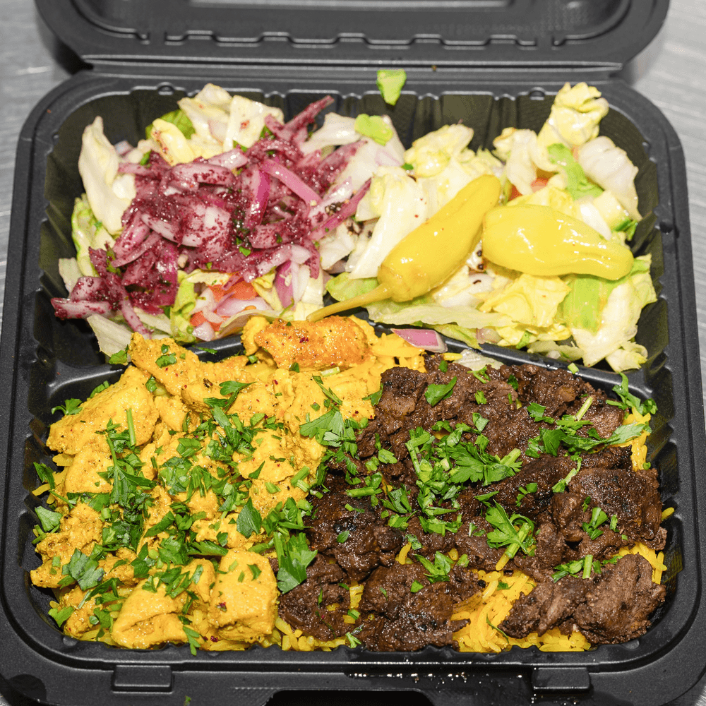 Grilled Lamb and Chicken on Rice with Salad+Soda