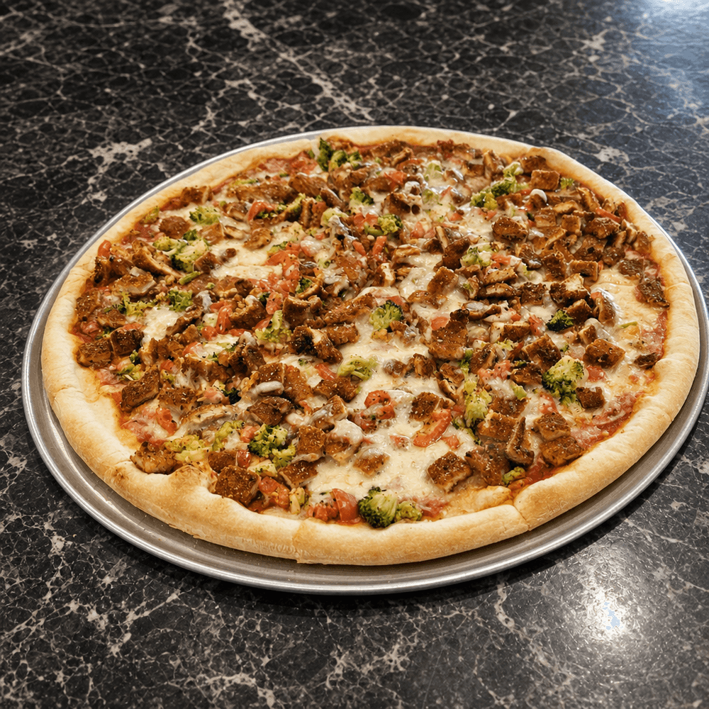 Pan Chicken, Broccoli & Tomato Pizza