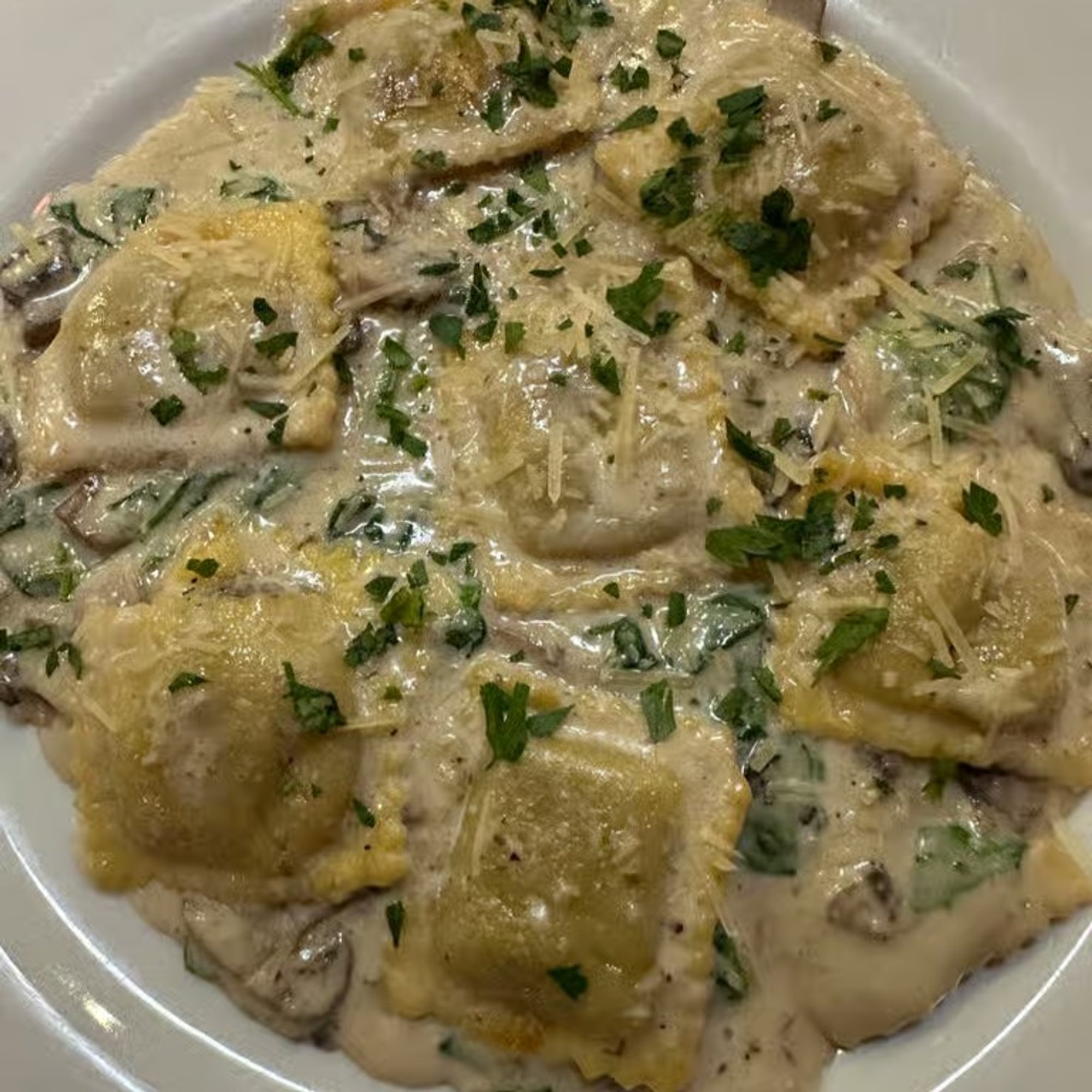 Mushroom ravioli dinner