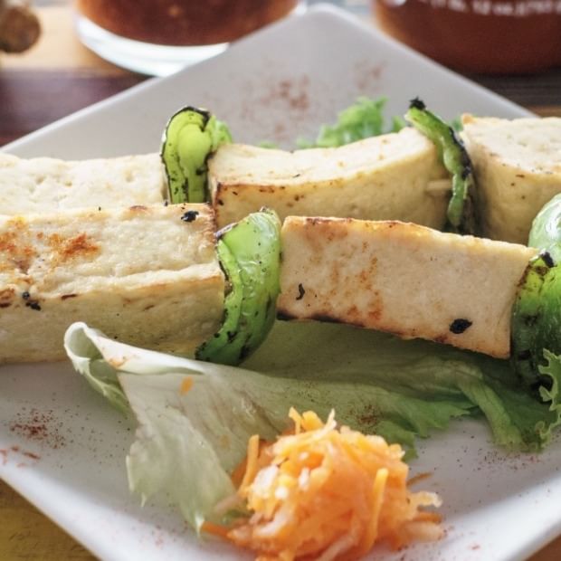 Satay Tofu with Chilies Lime Sauce