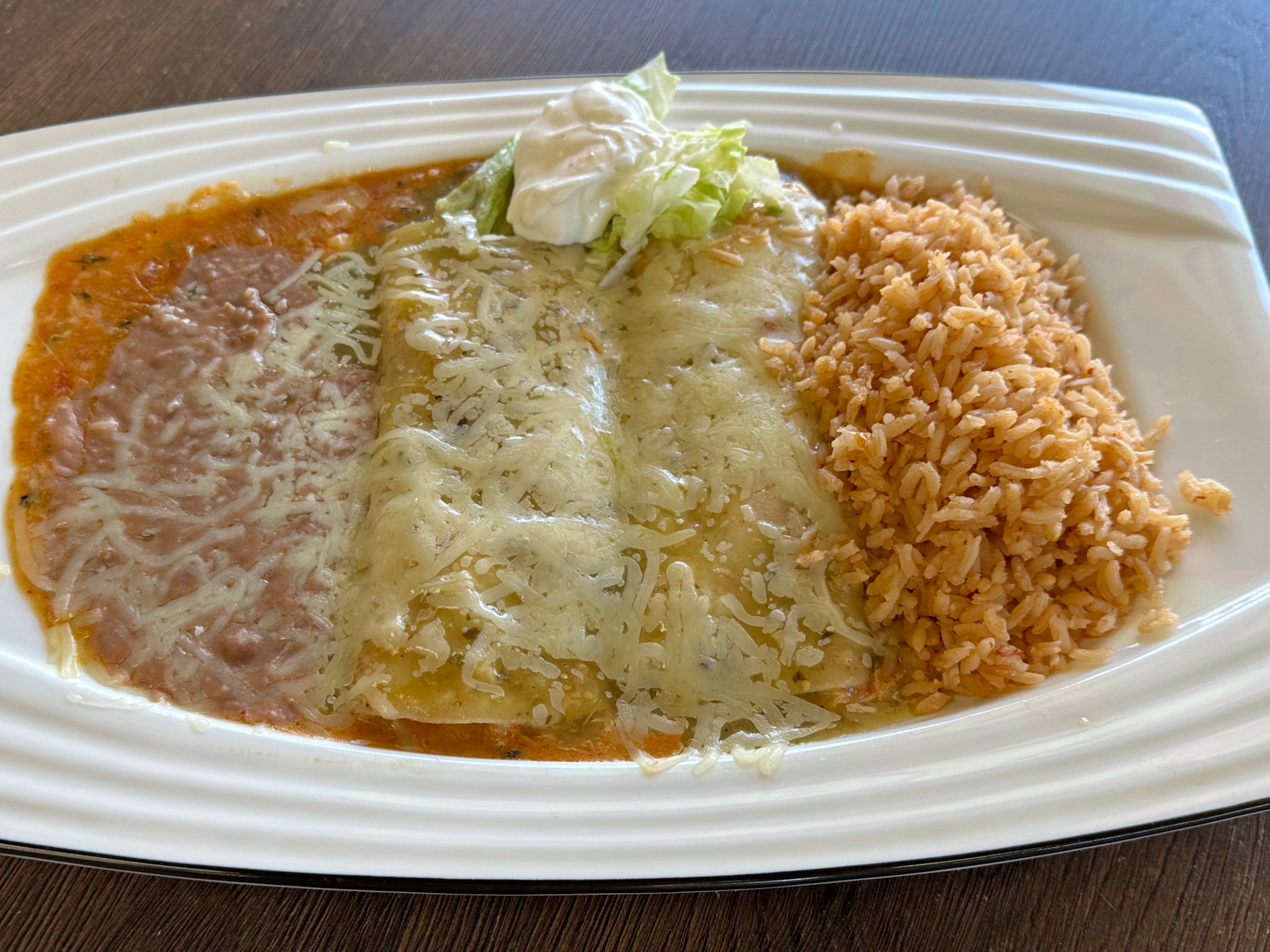 Two Shrimp Enchilada Dinner Plate