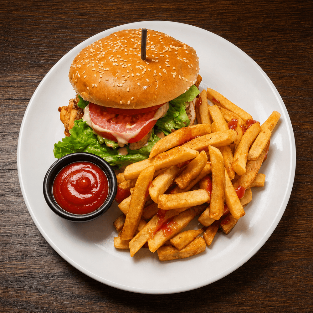 Sándwich De Pollo Con Papas Fritas / Chicken Sandwich with Fries
