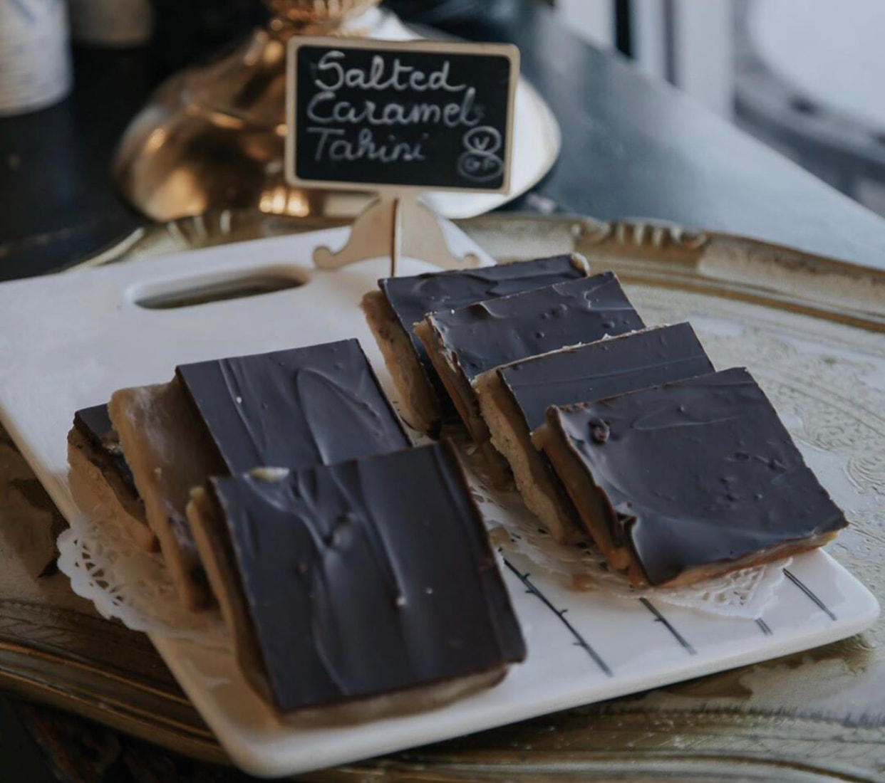 Salted Tahini Caramel Bar (Vegan + GF)
