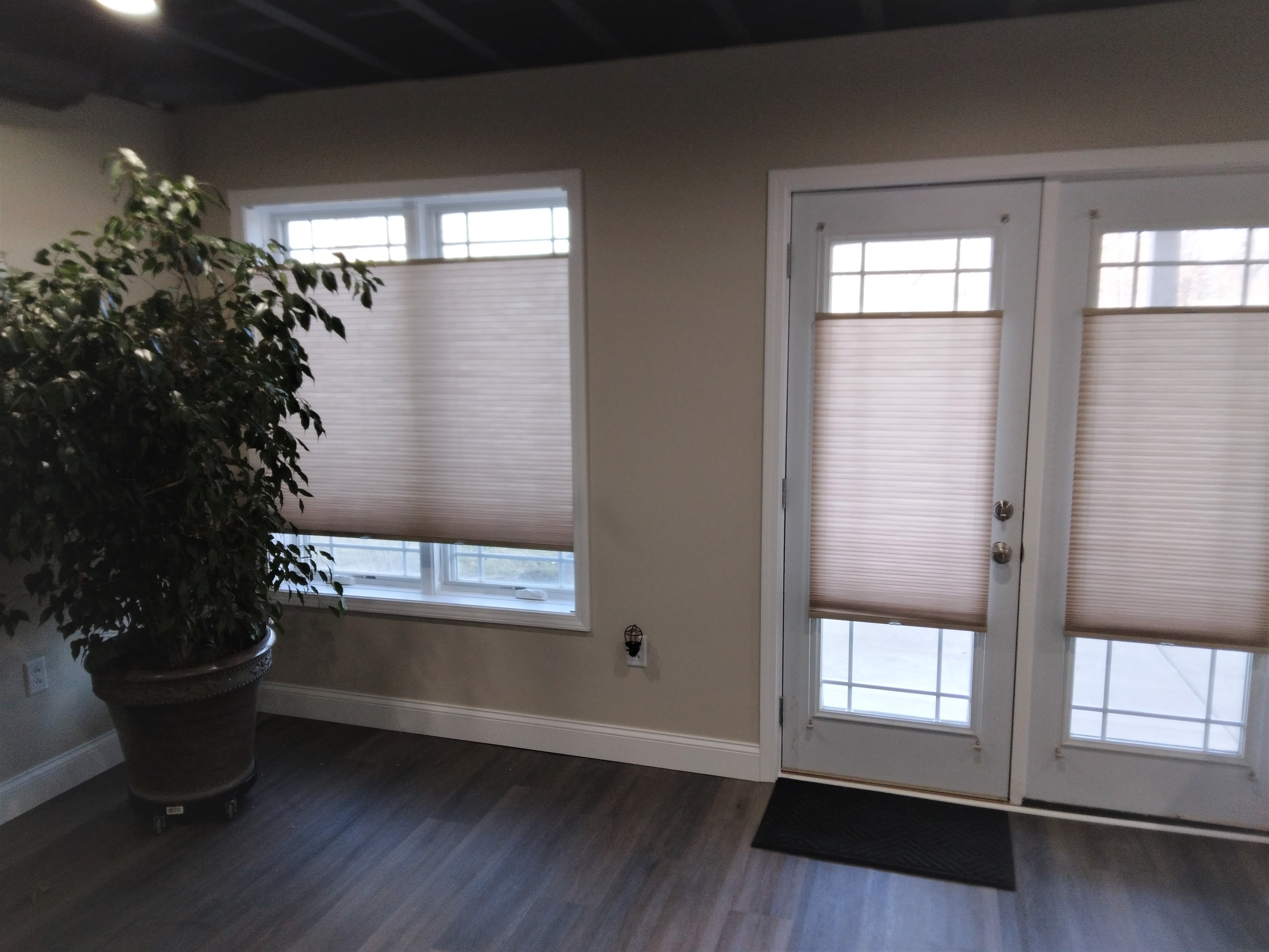 Cordless light-filtering top-down-bottom-up cellular shades.  BudgetBlinds  WindowCoverings  Shades  CellularShades