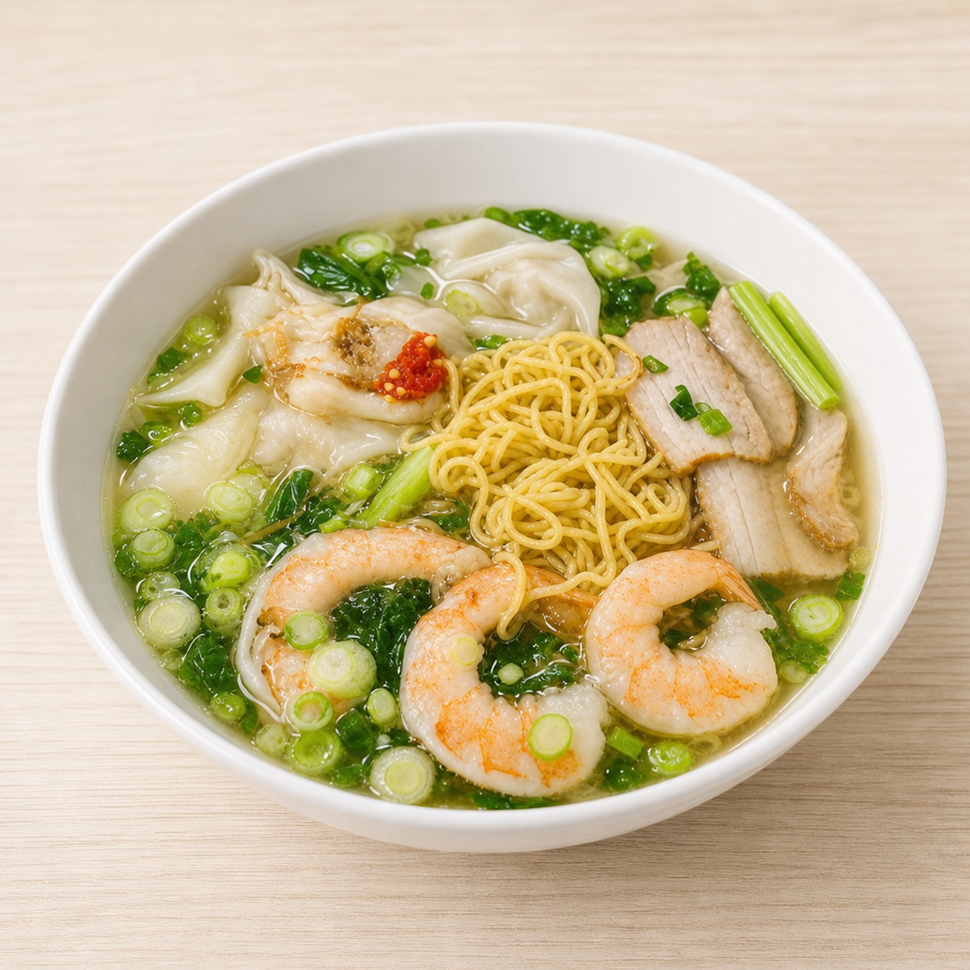 63C. Mì Hoành Thánh (Egg Noodles Wonton Soup)