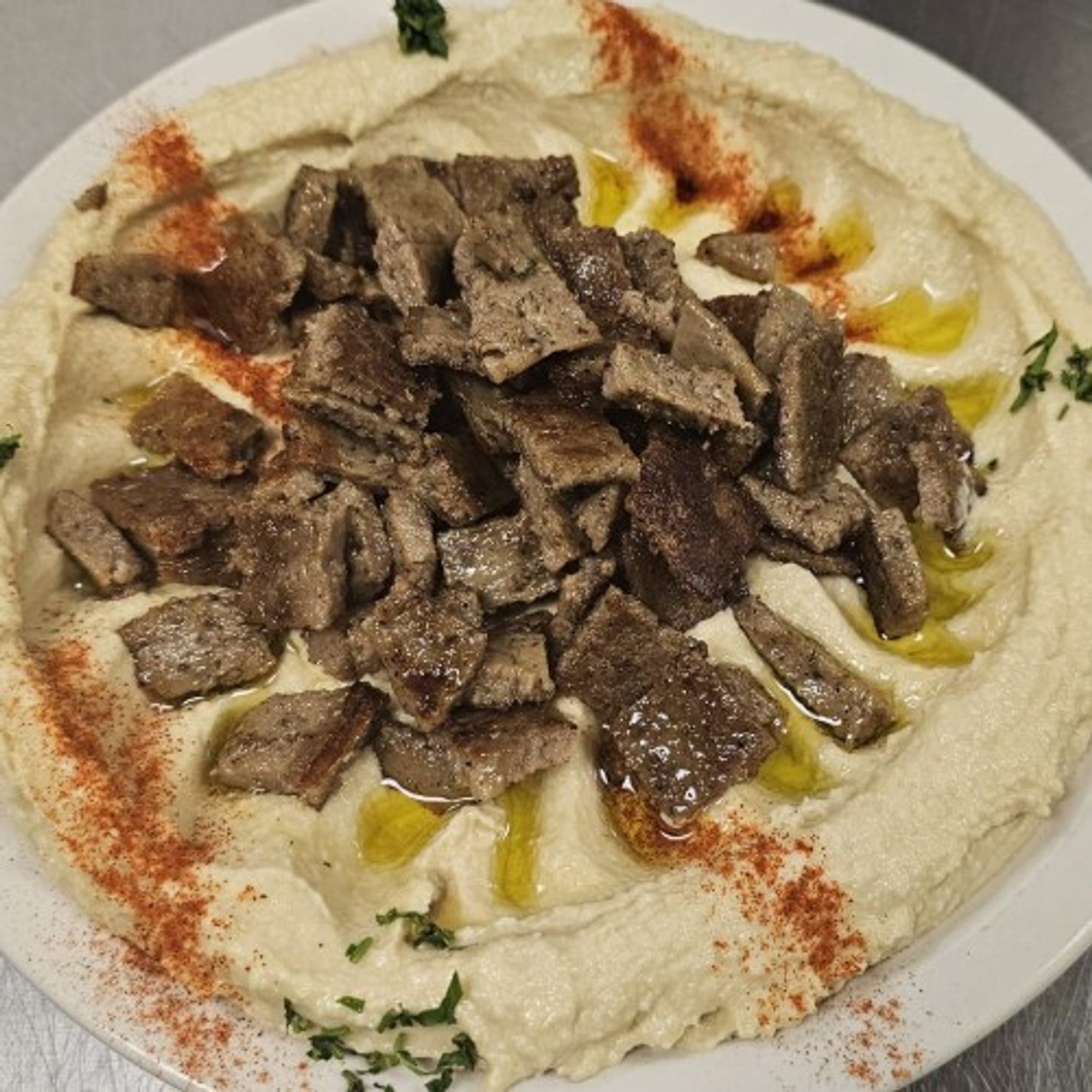 Hummus with Diced Gyro