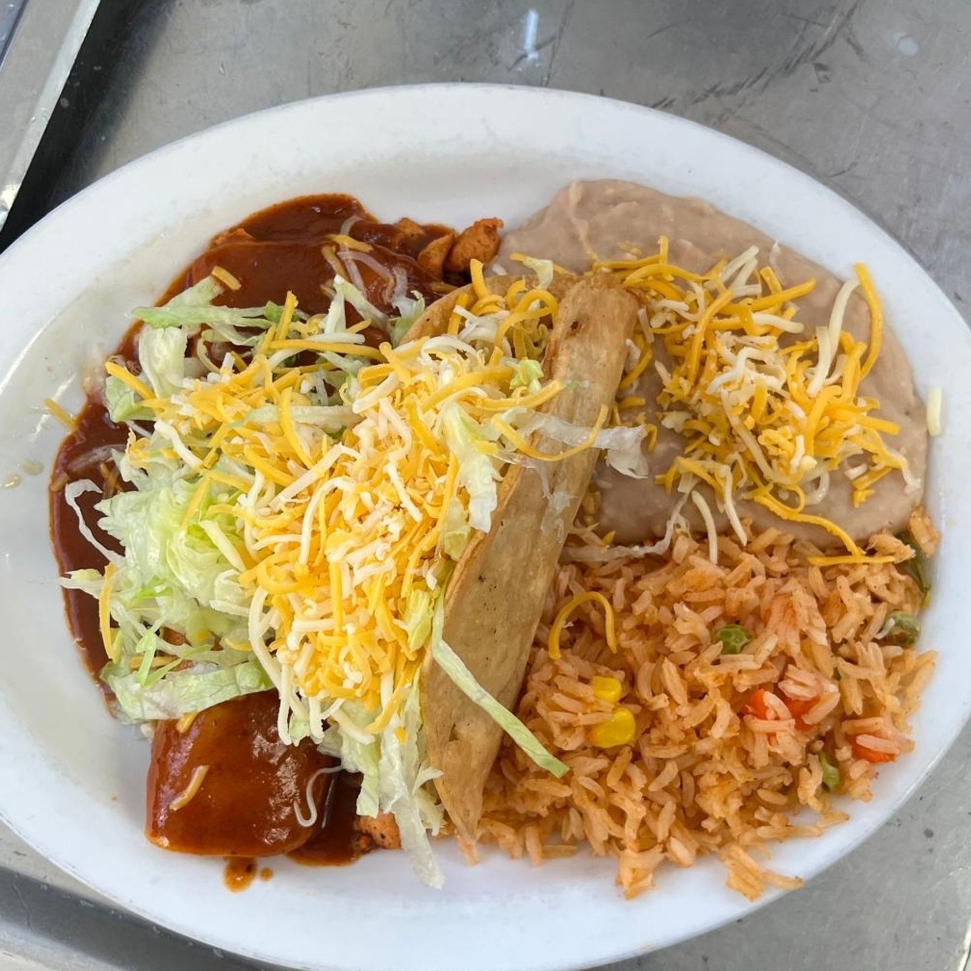 #1 Beef Taco and Cheese Enchilada 1 beef taco