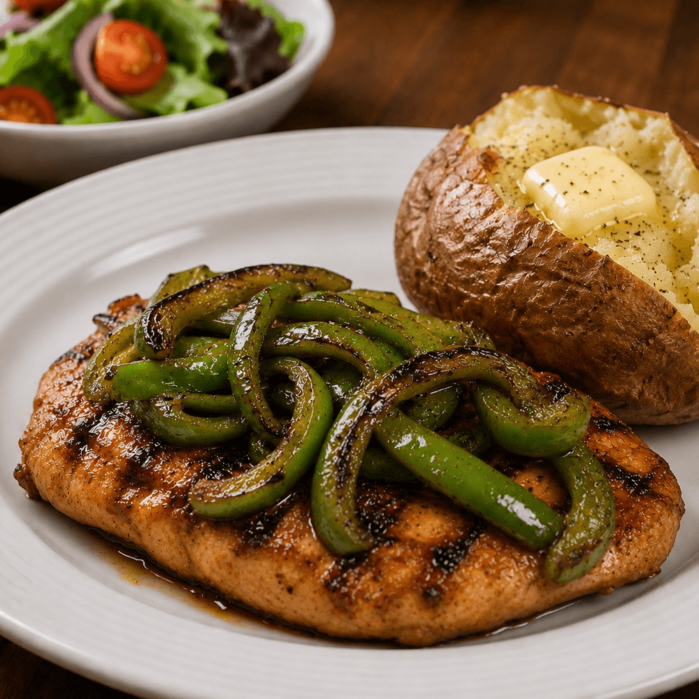 Grilled Teriyaki Chicken Fillet with Green Peppers