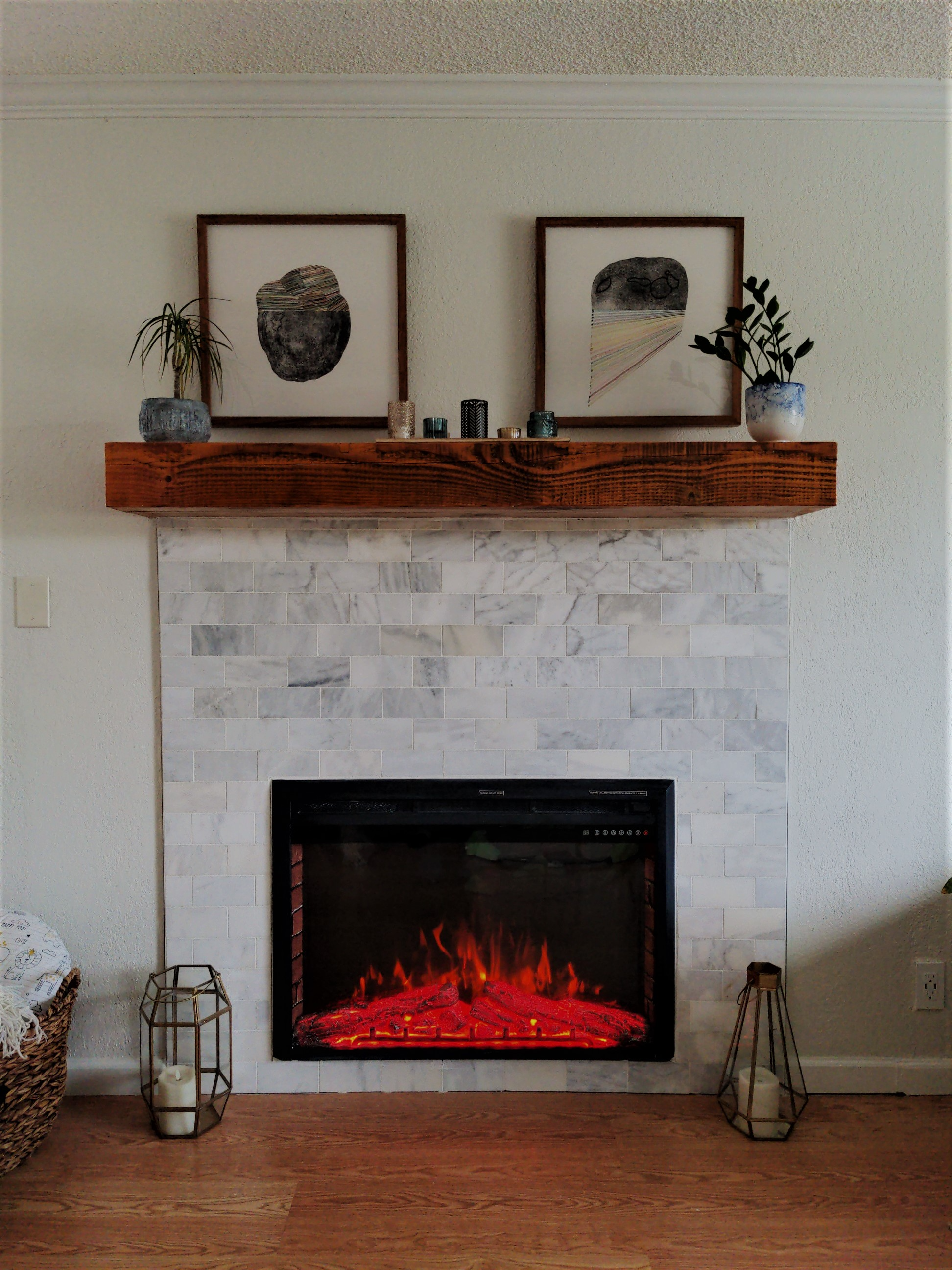 New Electric Fireplace, Tile Wall Cladding & Mantle