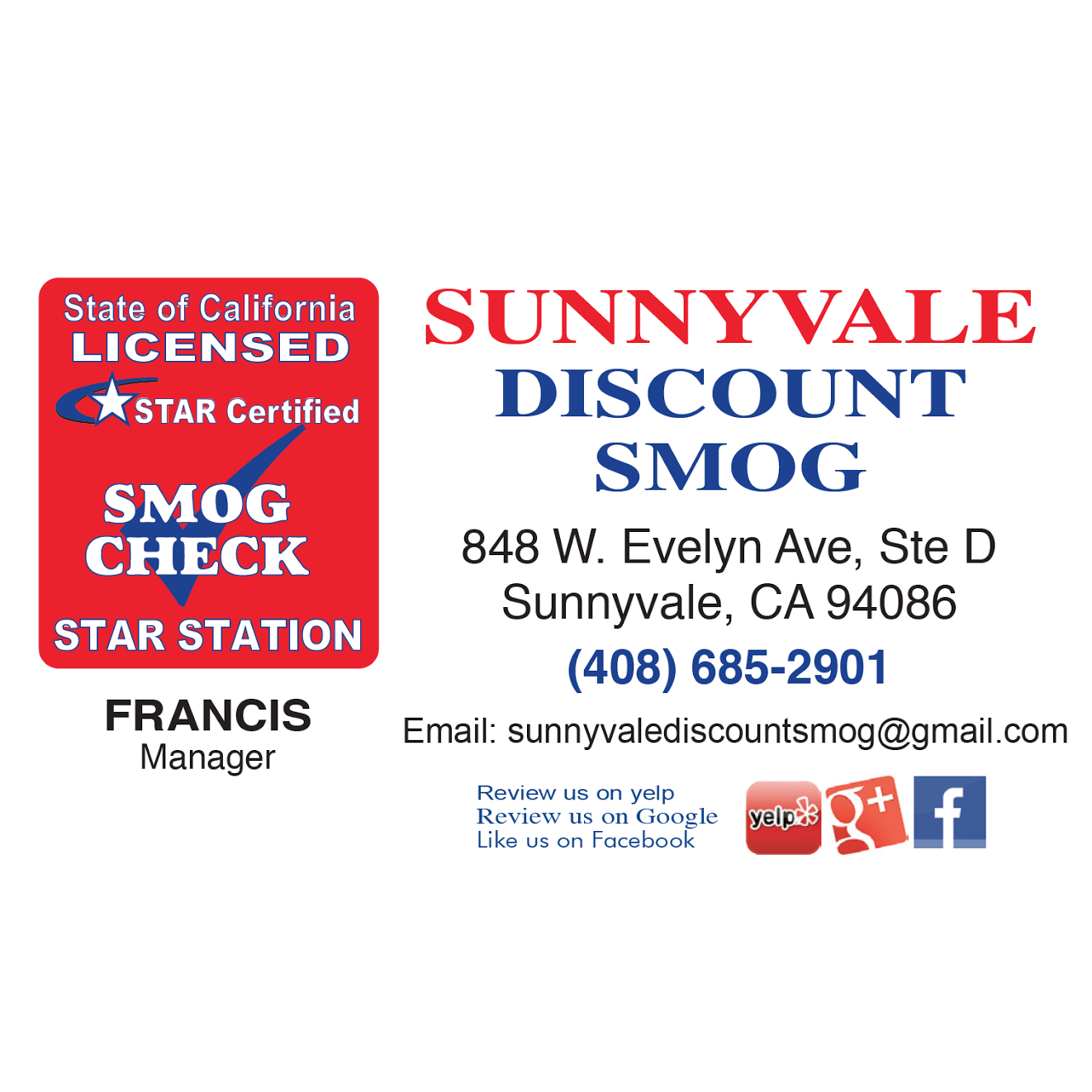 Sunnyvale Discount Smog - Star Certified Check Station