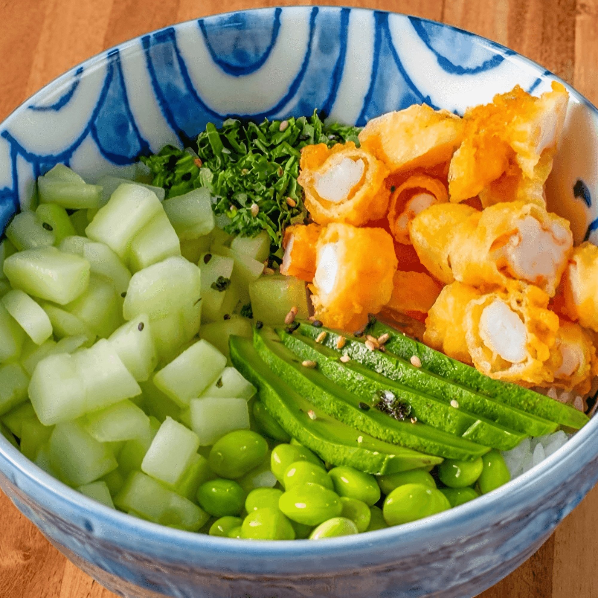 P6. Fried shrimp poke bowl