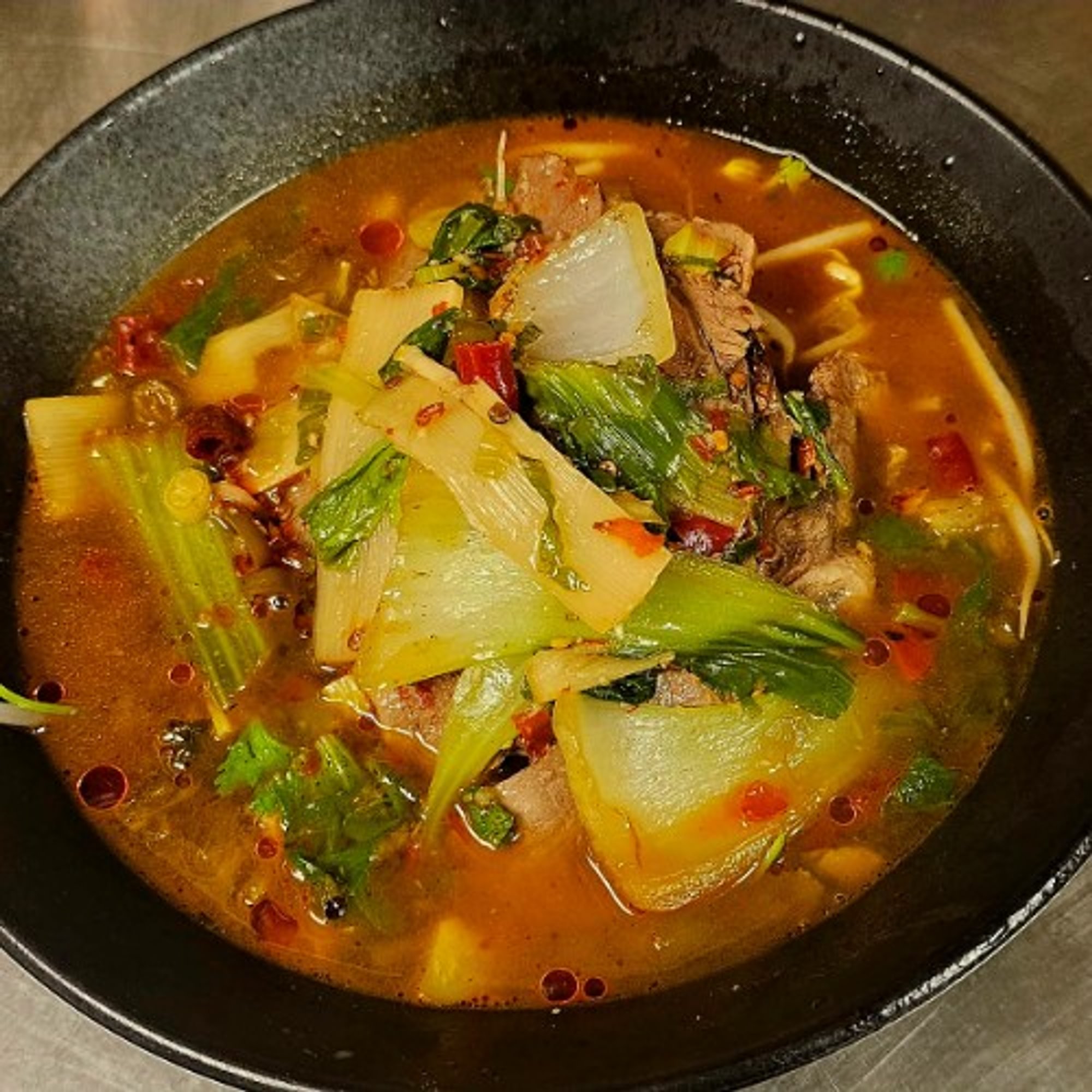 N14. Szechuan Style Beef Noodle Soup