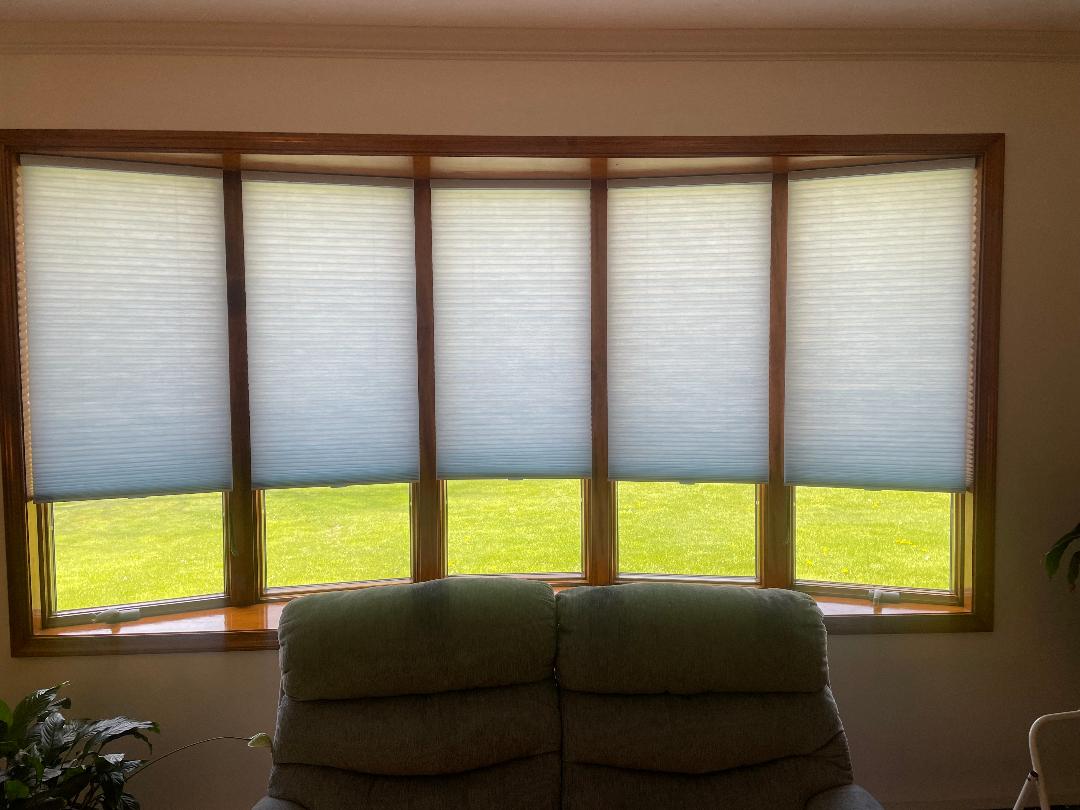 Inside Mount cellular shades done on a bay window. Call for your free consultation (570) 561-1550