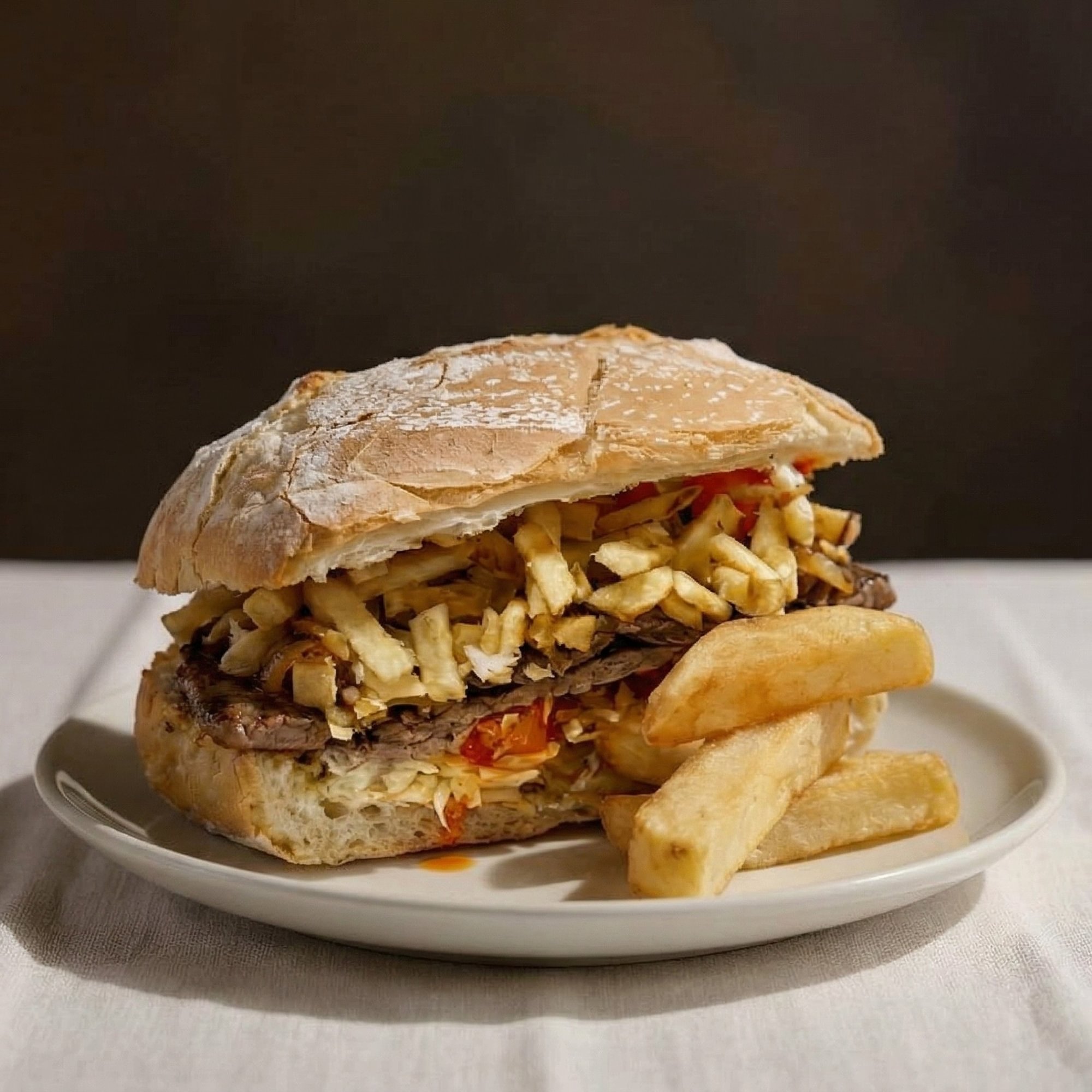 Pan con Bistec con Papas Fritas / Grilled Steak Sandwich with French Fries