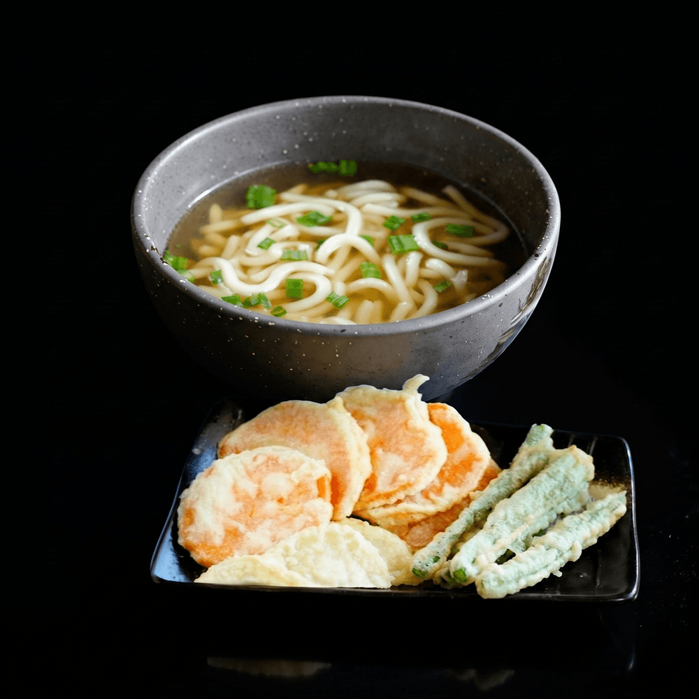 Udon soup vegetable tempura dinner
