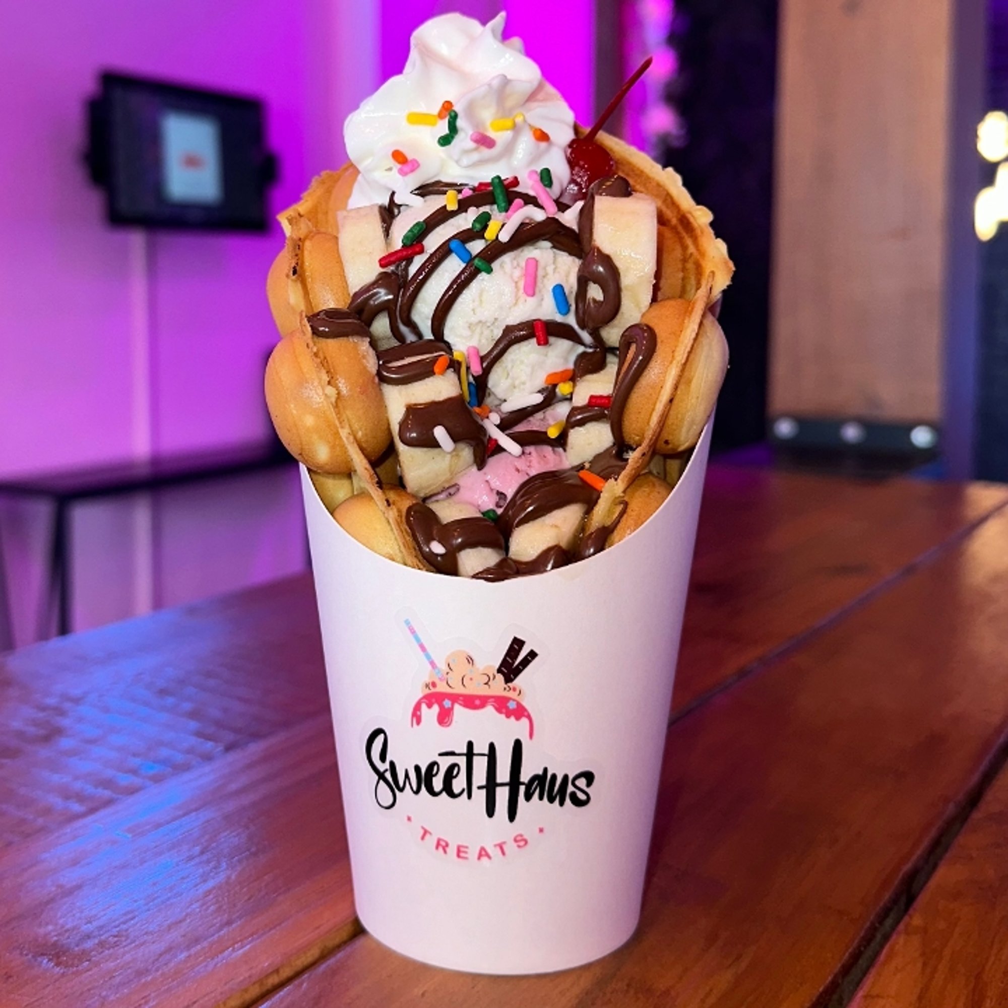 Banana Split Bubble Waffle