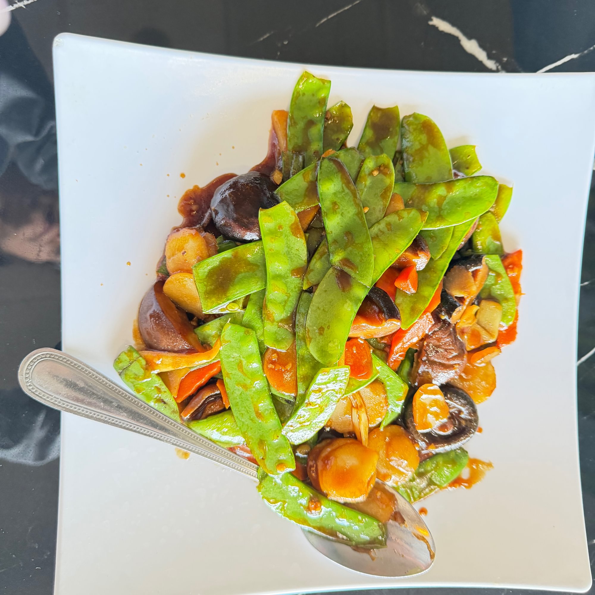 Black Mushroom, Bamboo Shoots & Snow Peas