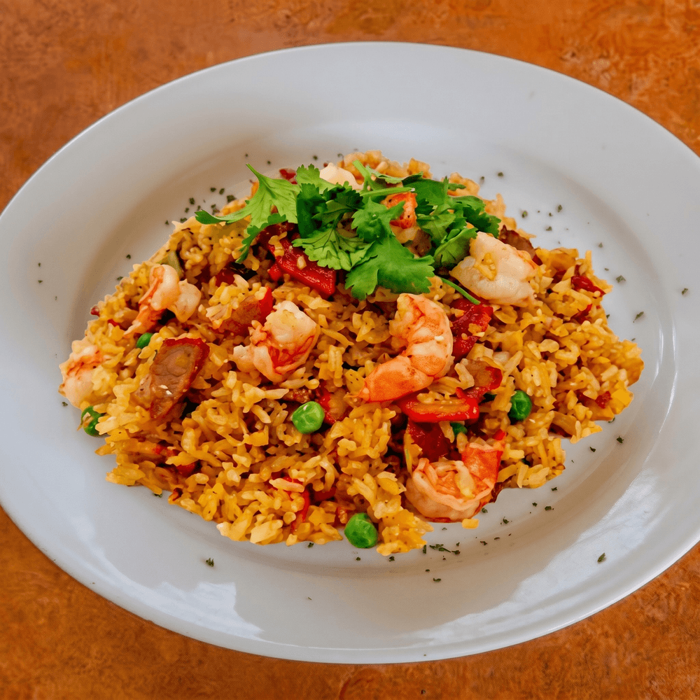Combination Fried Rice #8 (Chicken, Shrimp, Chinese Sausage, BBQ Pork)