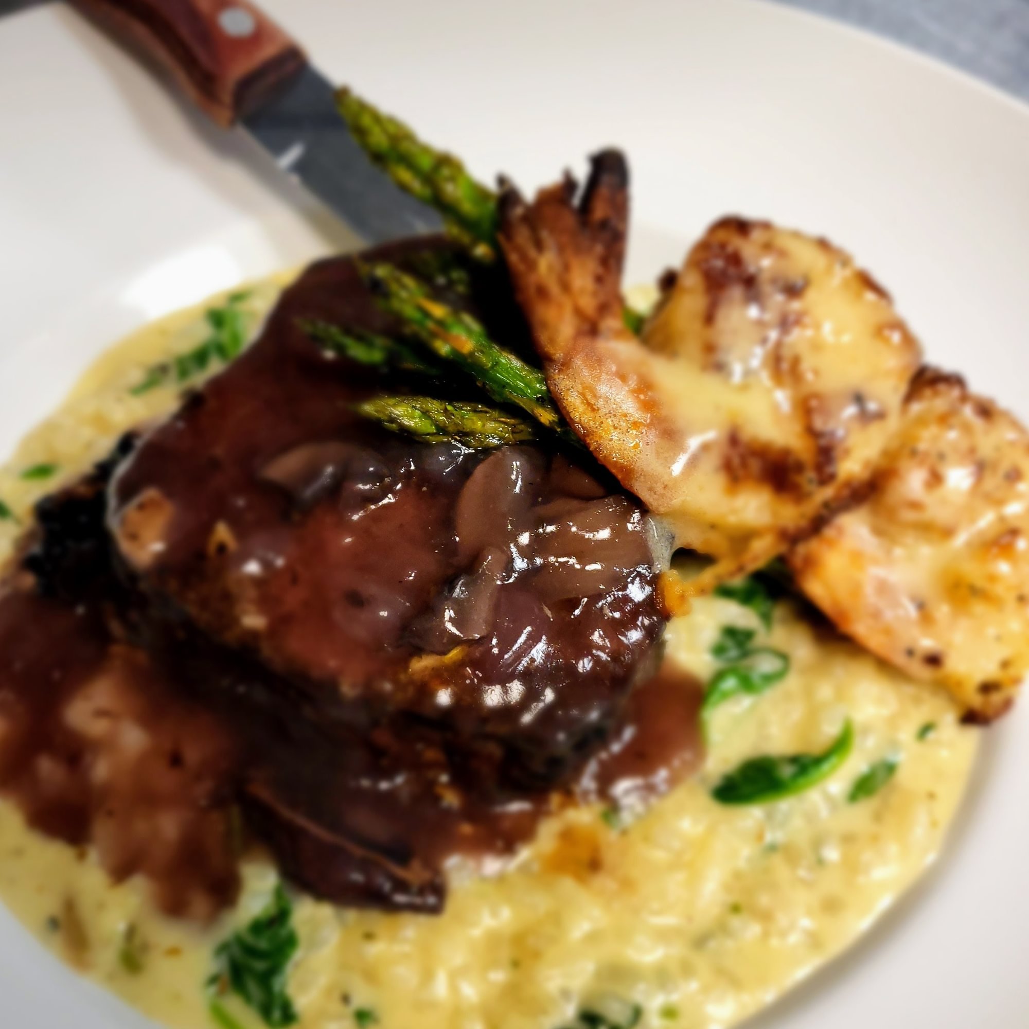 Tenderloin & shrimp