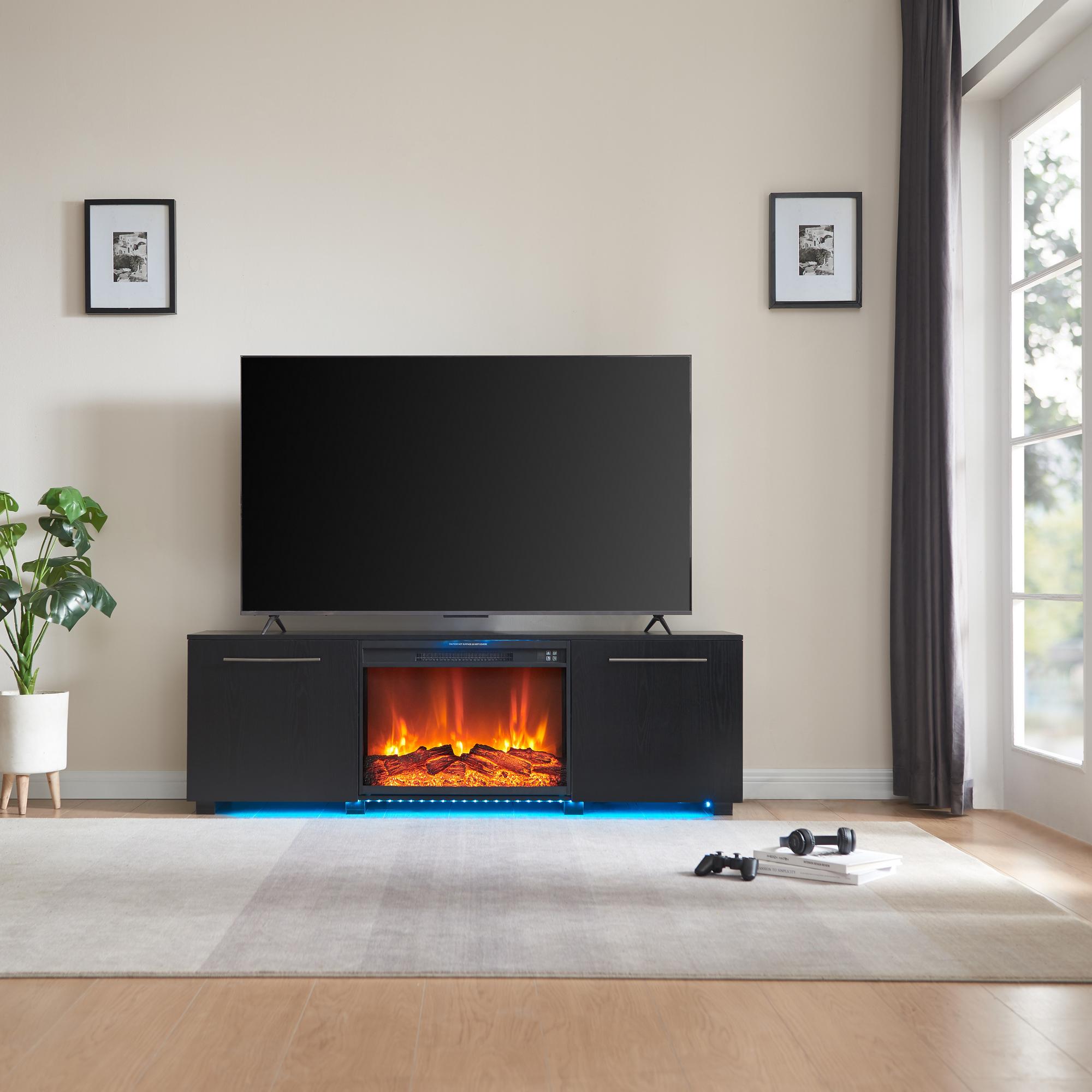 68" Medford TV Console w/Led & 26" Moscow Fireplace Insert